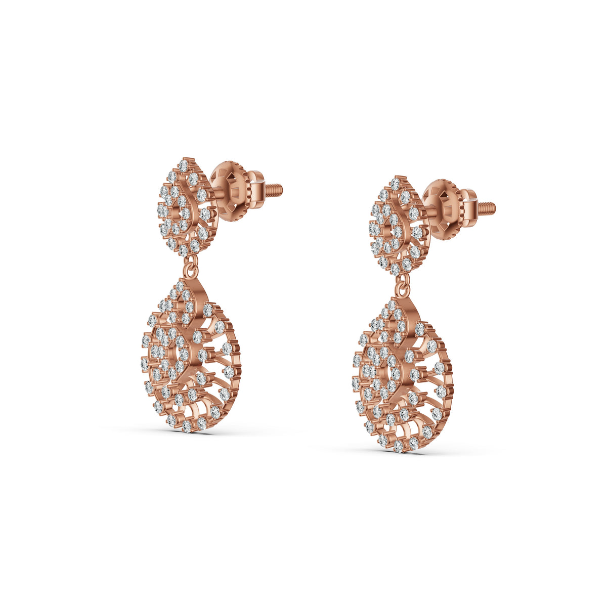 Radiant Lattice Diamond Drop Earrings