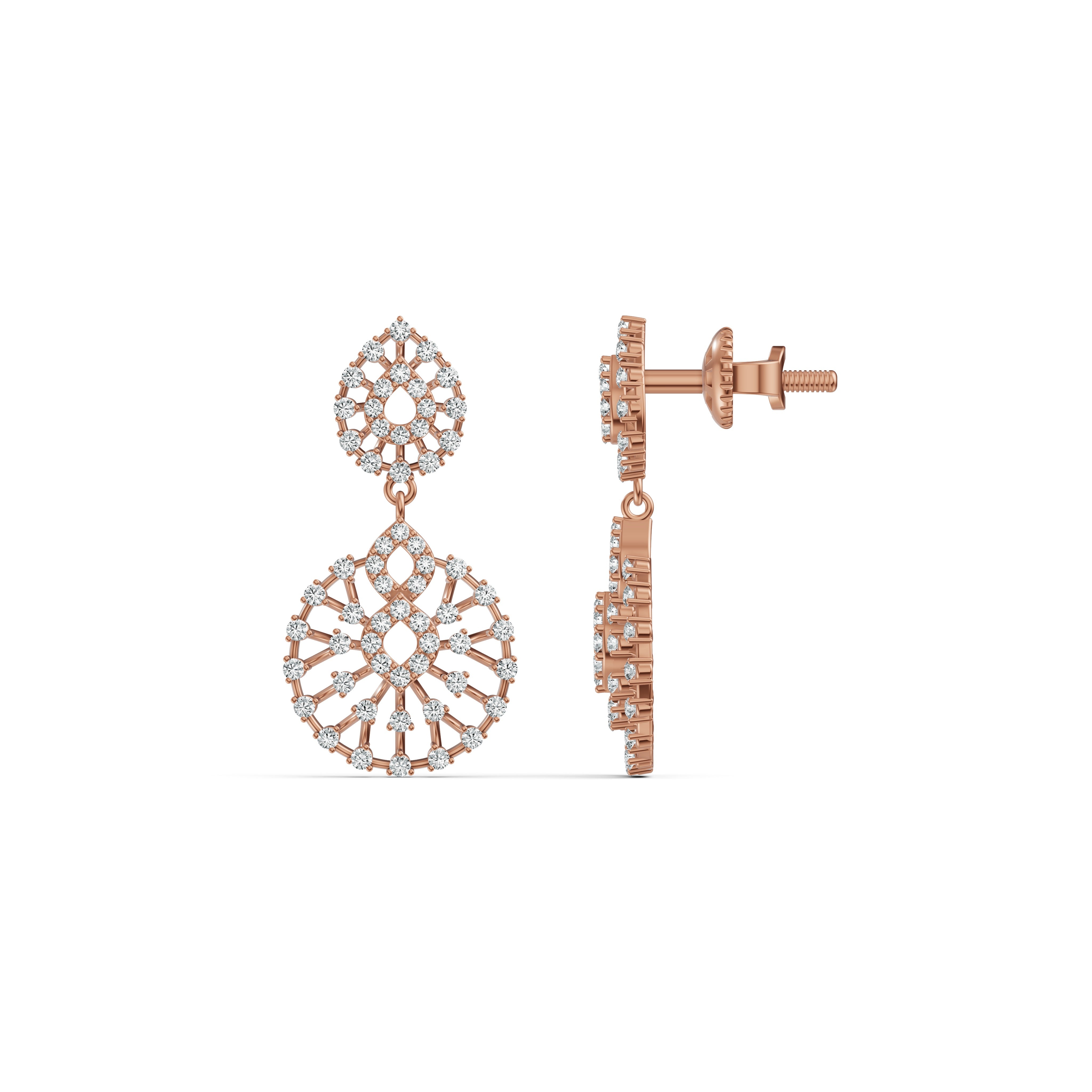 Radiant Lattice Diamond Drop Earrings