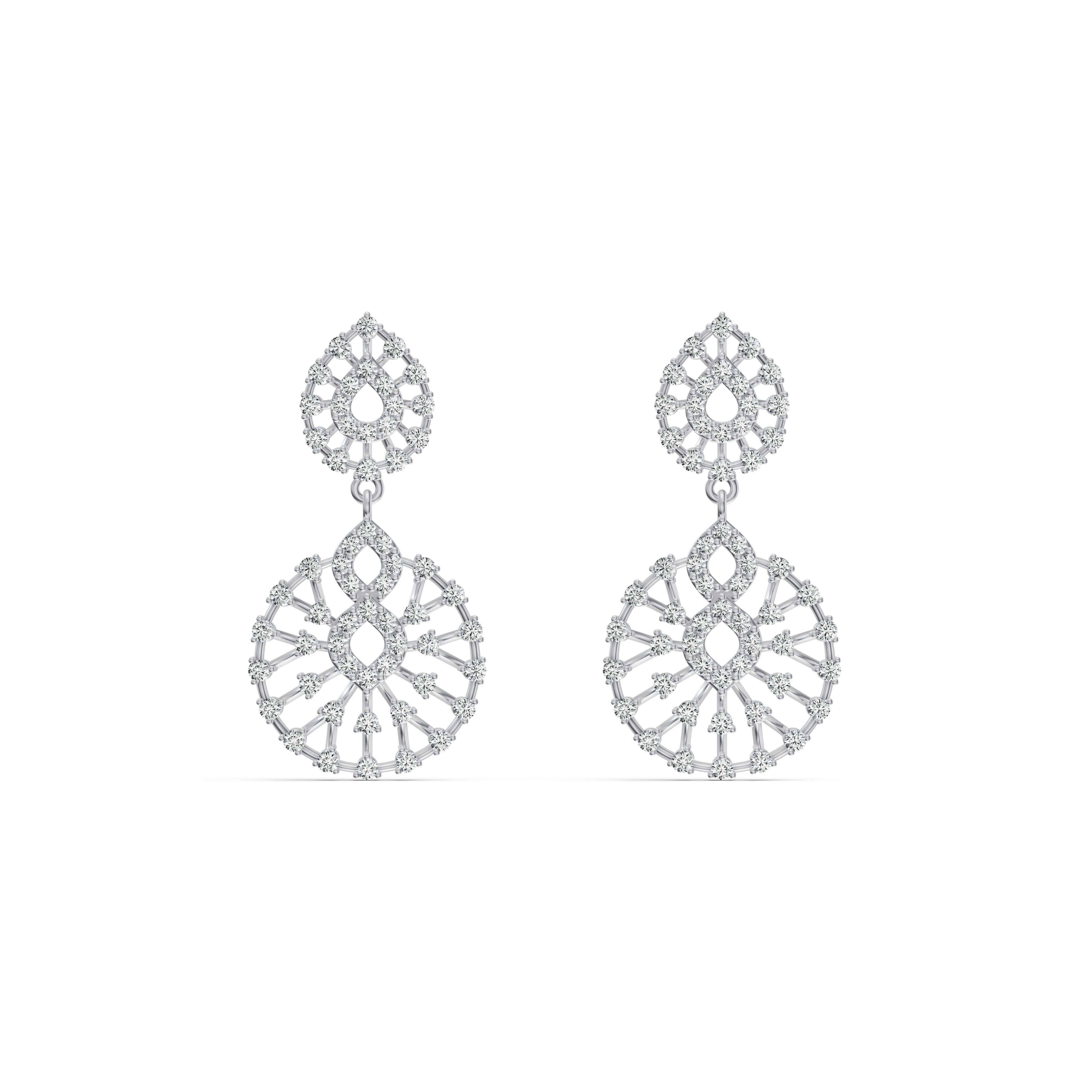 Radiant Lattice Diamond Drop Earrings