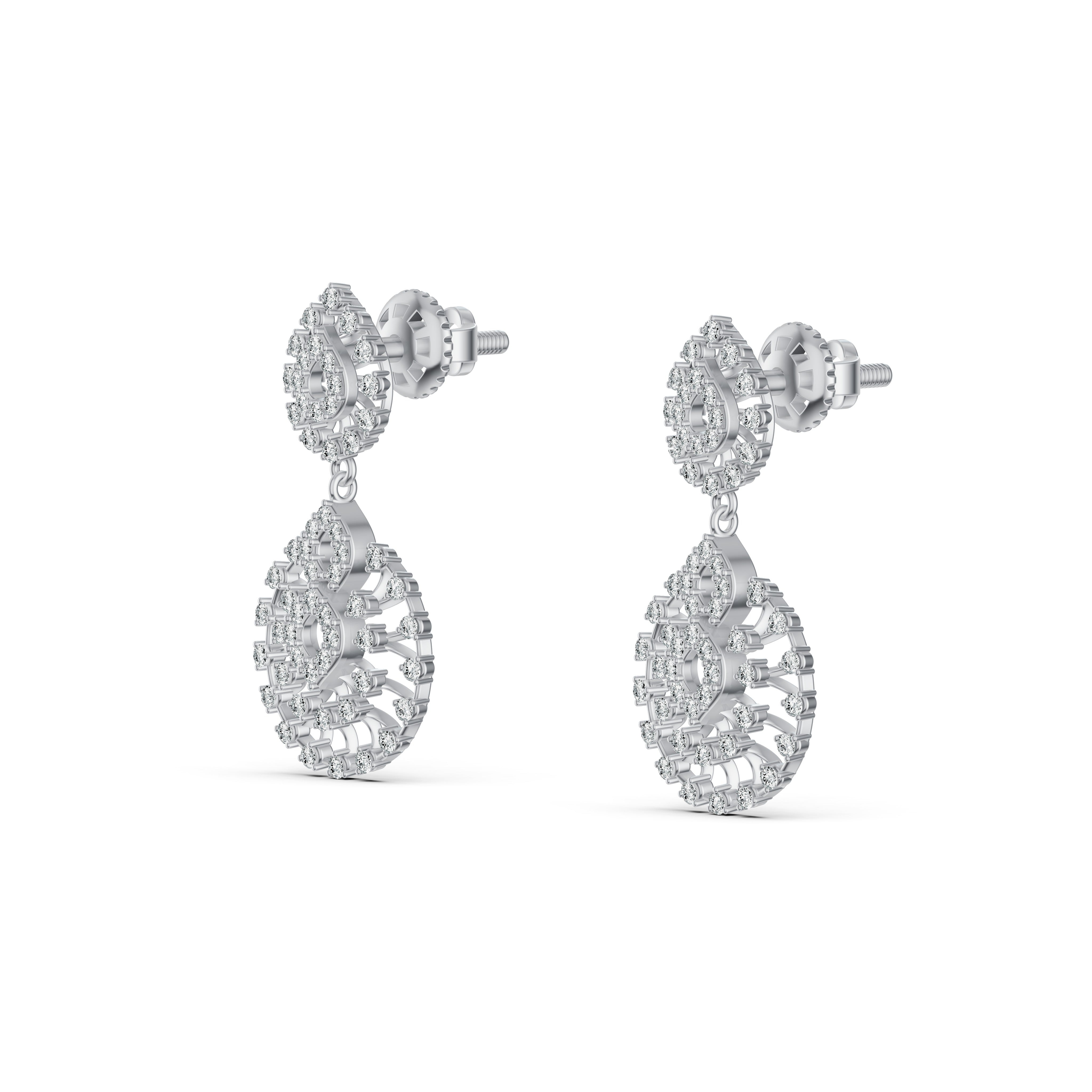Radiant Lattice Diamond Drop Earrings