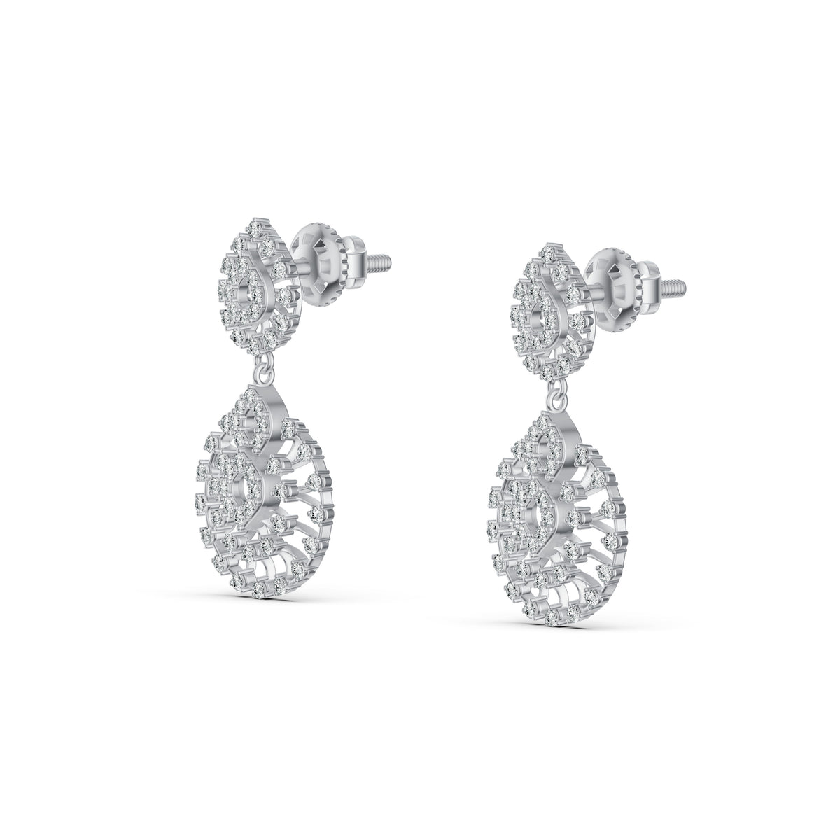 Radiant Lattice Diamond Drop Earrings