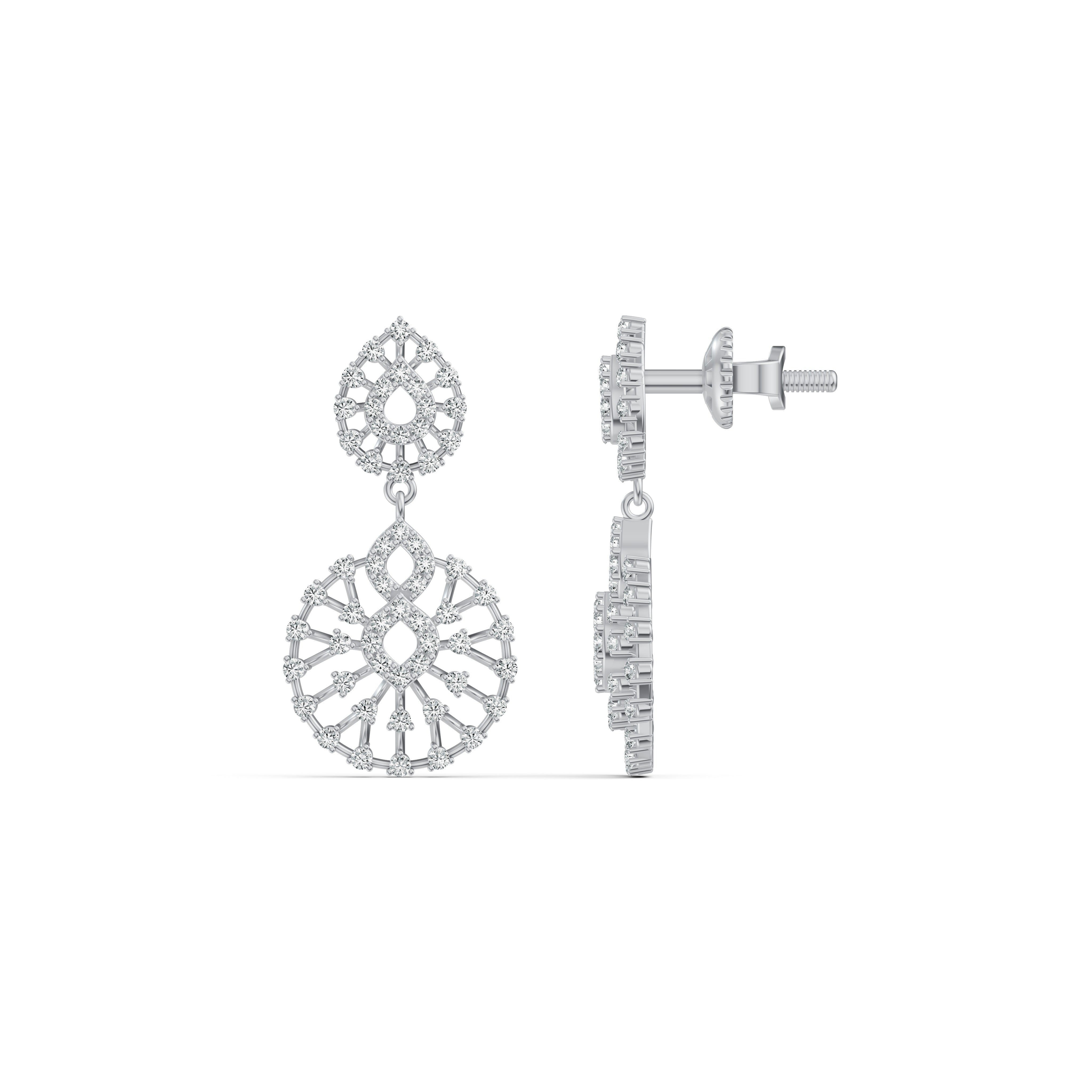Radiant Lattice Diamond Drop Earrings