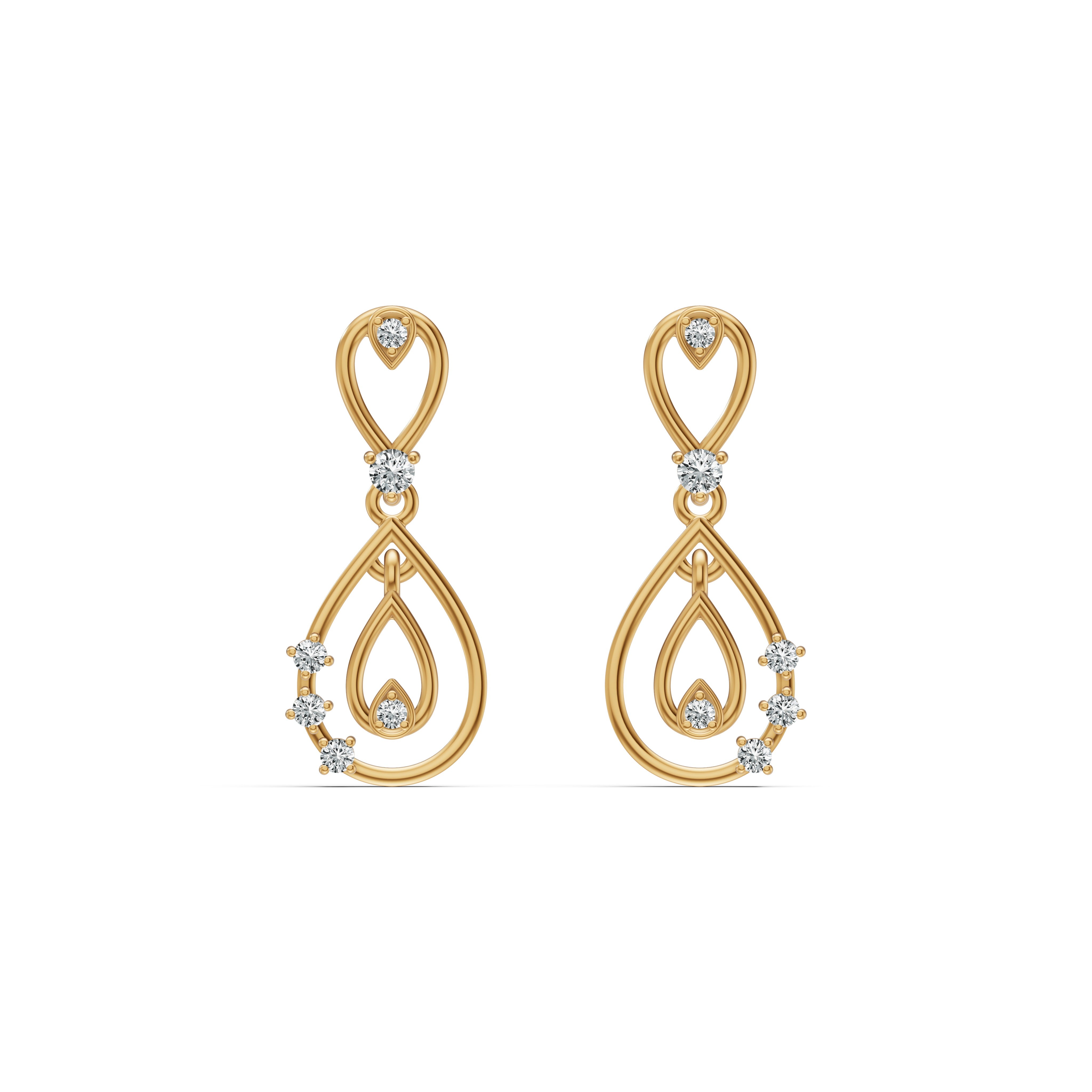 Nested Teardrop Diamond Stud Earrings