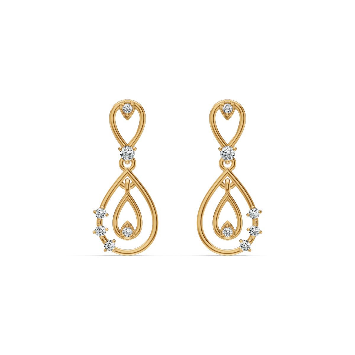 Nested Teardrop Diamond Drop Earrings