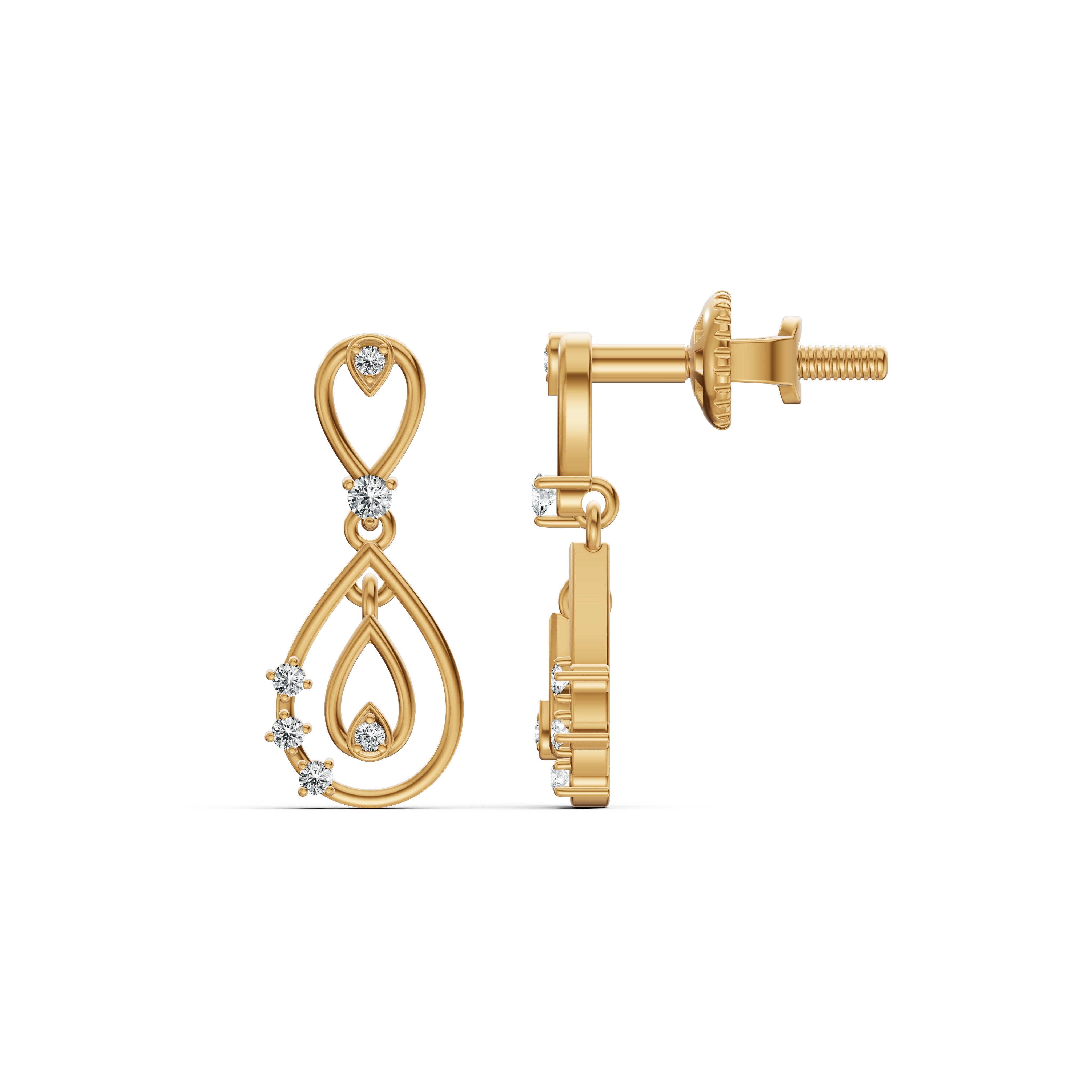 Nested Teardrop Diamond Drop Earrings