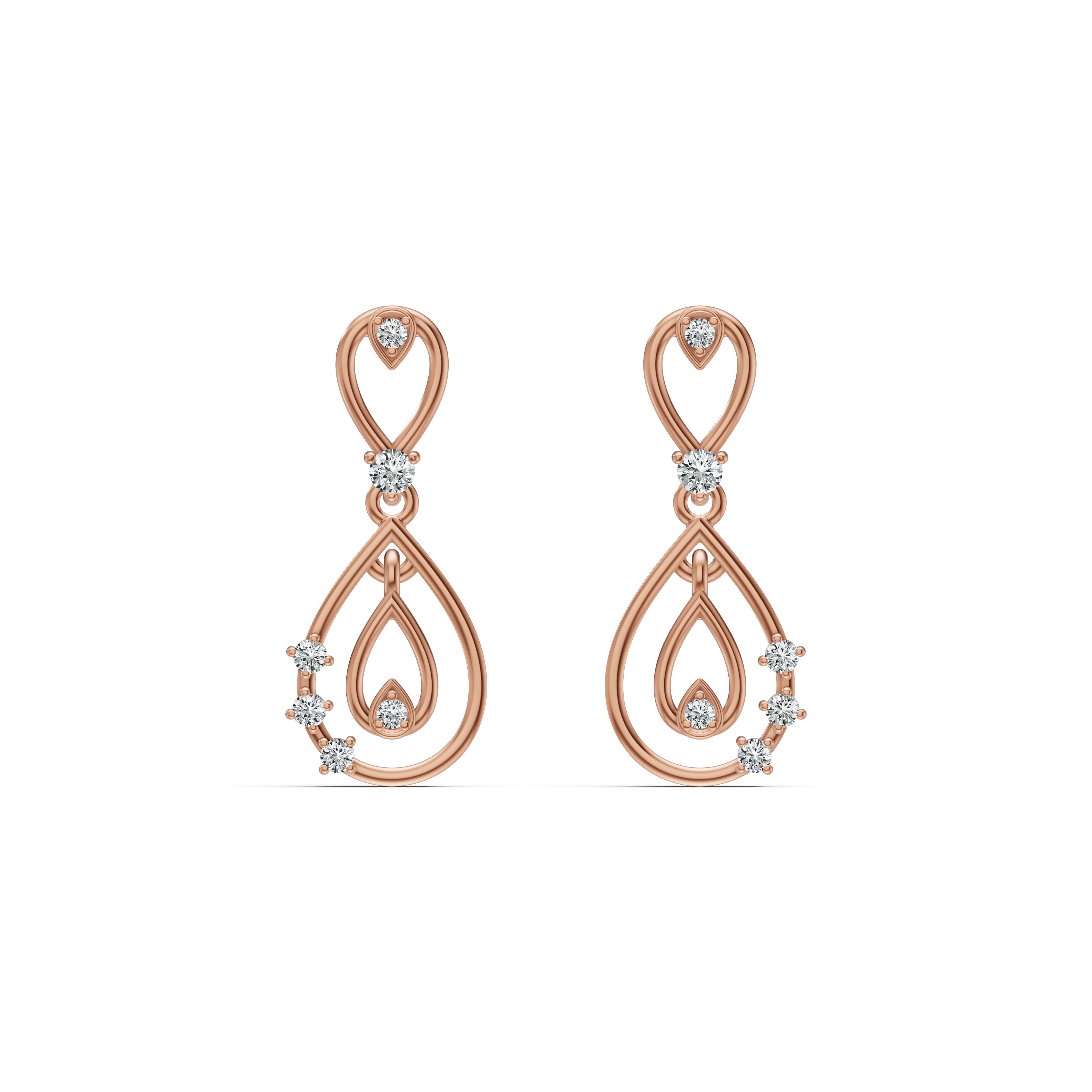 Nested Teardrop Diamond Drop Earrings