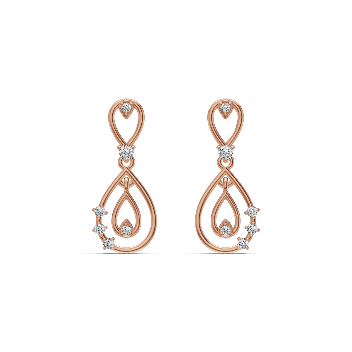 Nested Teardrop Diamond Drop Earrings