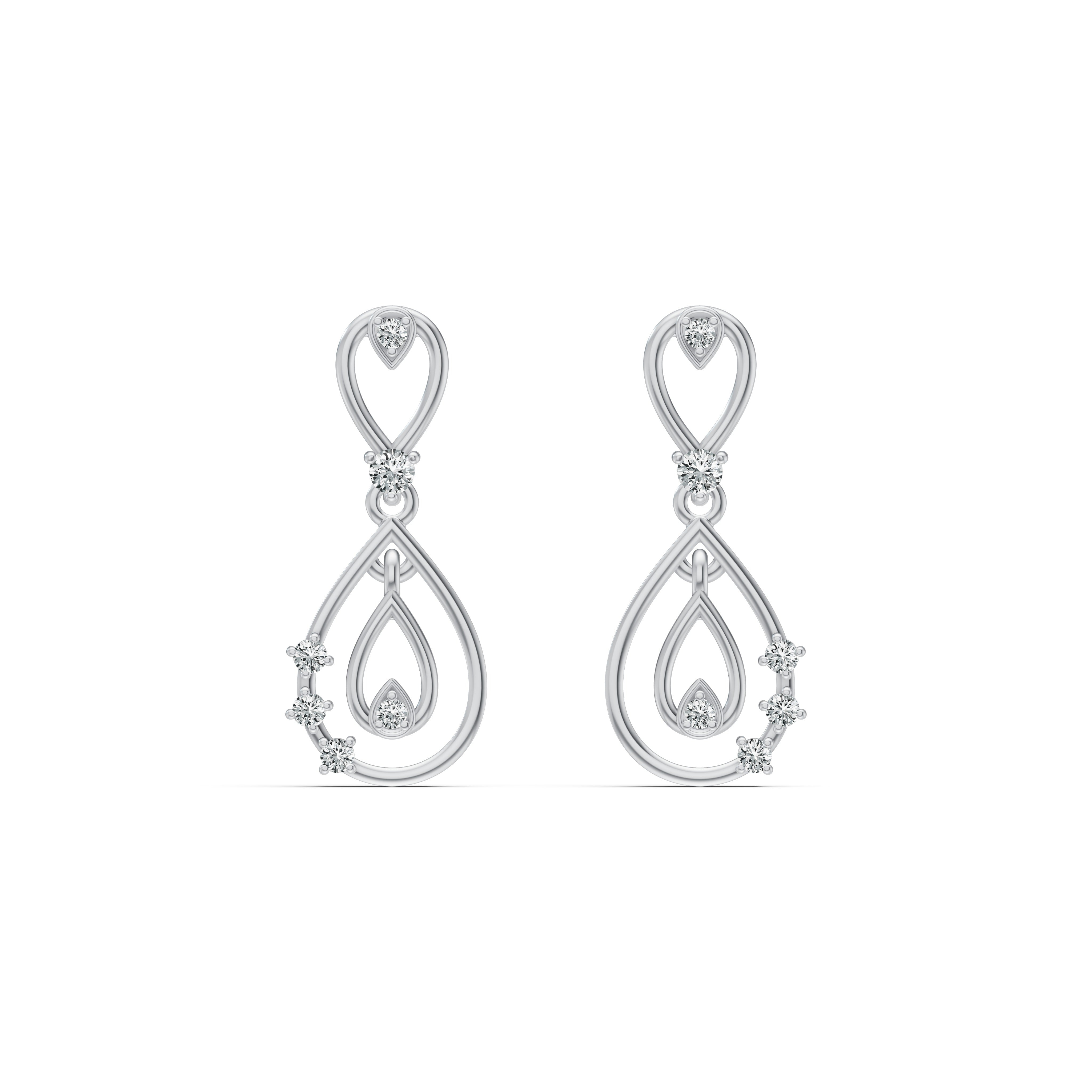 Nested Teardrop Diamond Drop Earrings