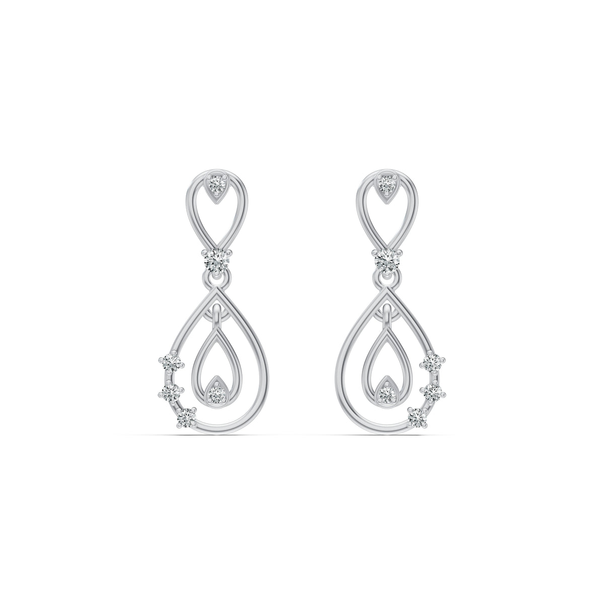 Nested Teardrop Diamond Drop Earrings