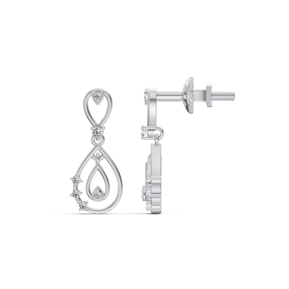 Nested Teardrop Diamond Drop Earrings