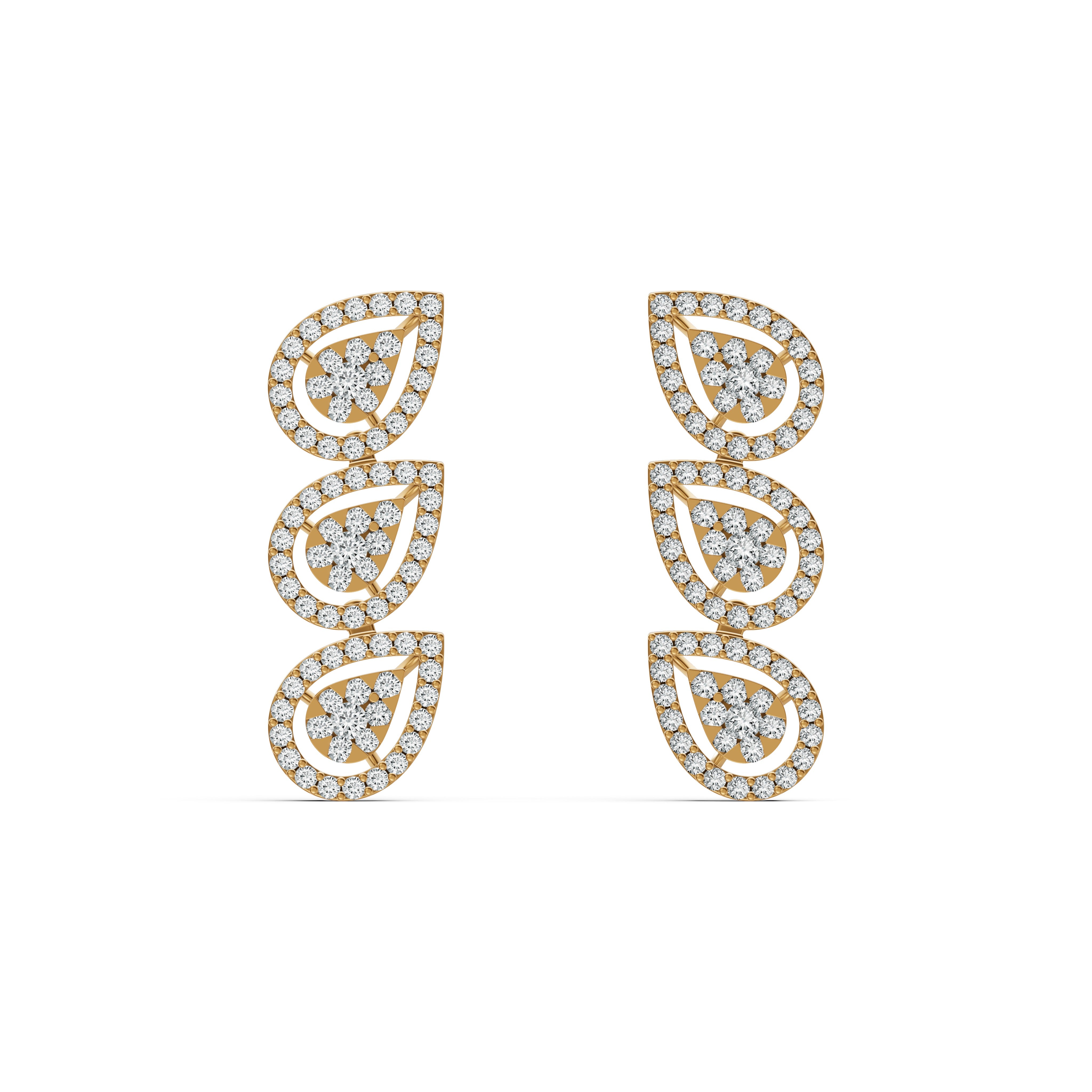 Trio Leaf Diamond Drop Earrings