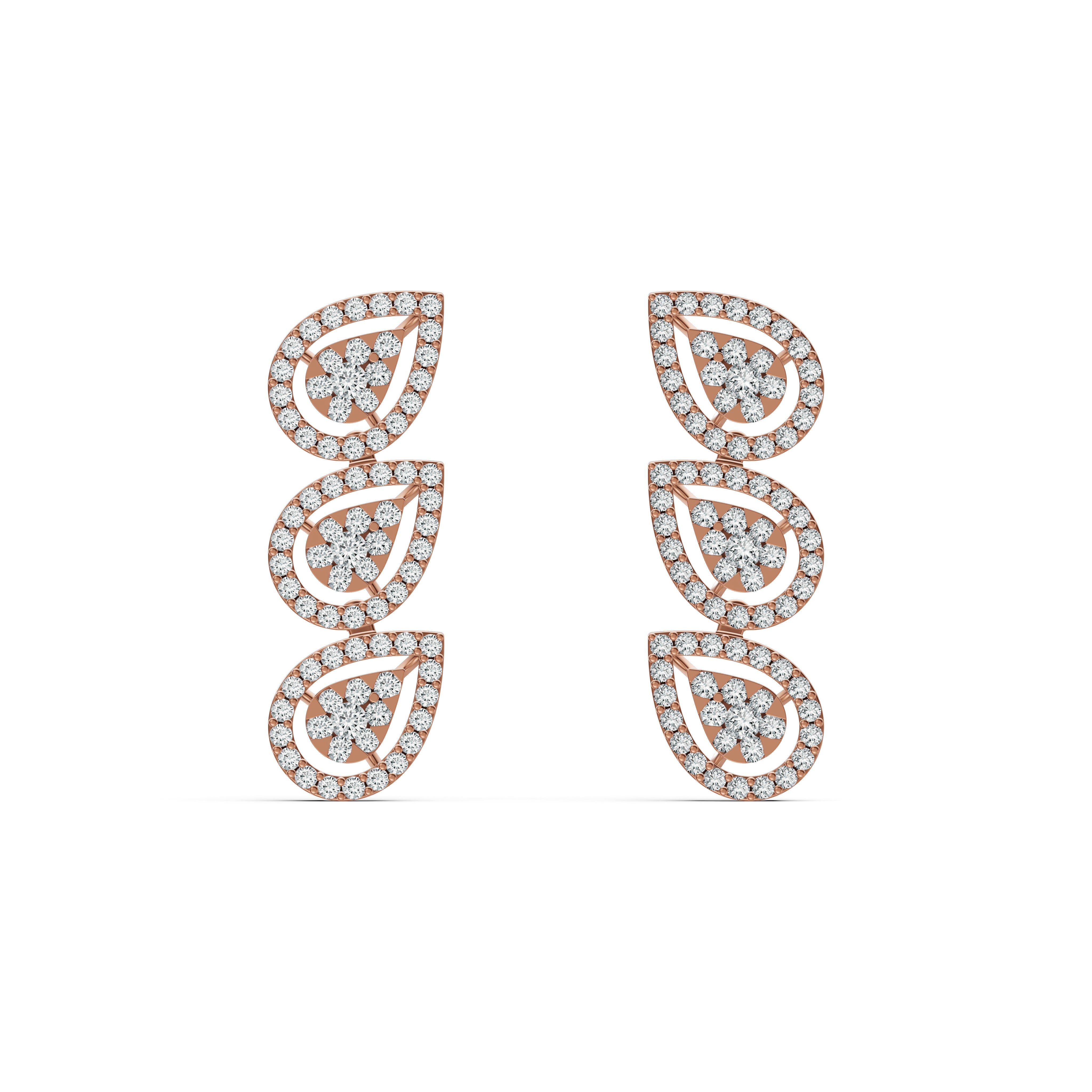 Trio Leaf Diamond Drop Earrings