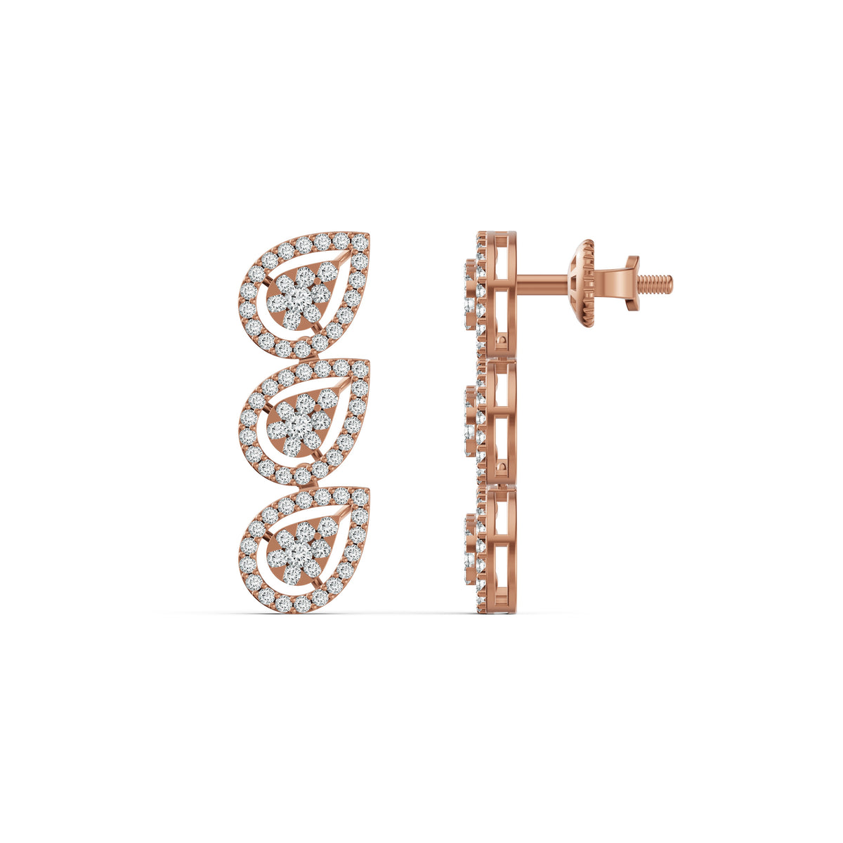 Trio Leaf Diamond Drop Earrings