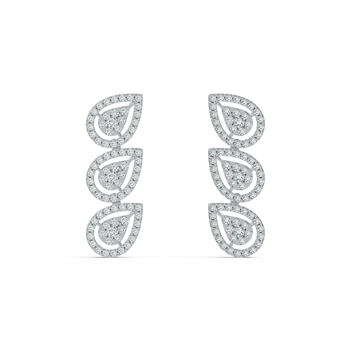Trio Leaf Diamond Drop Earrings