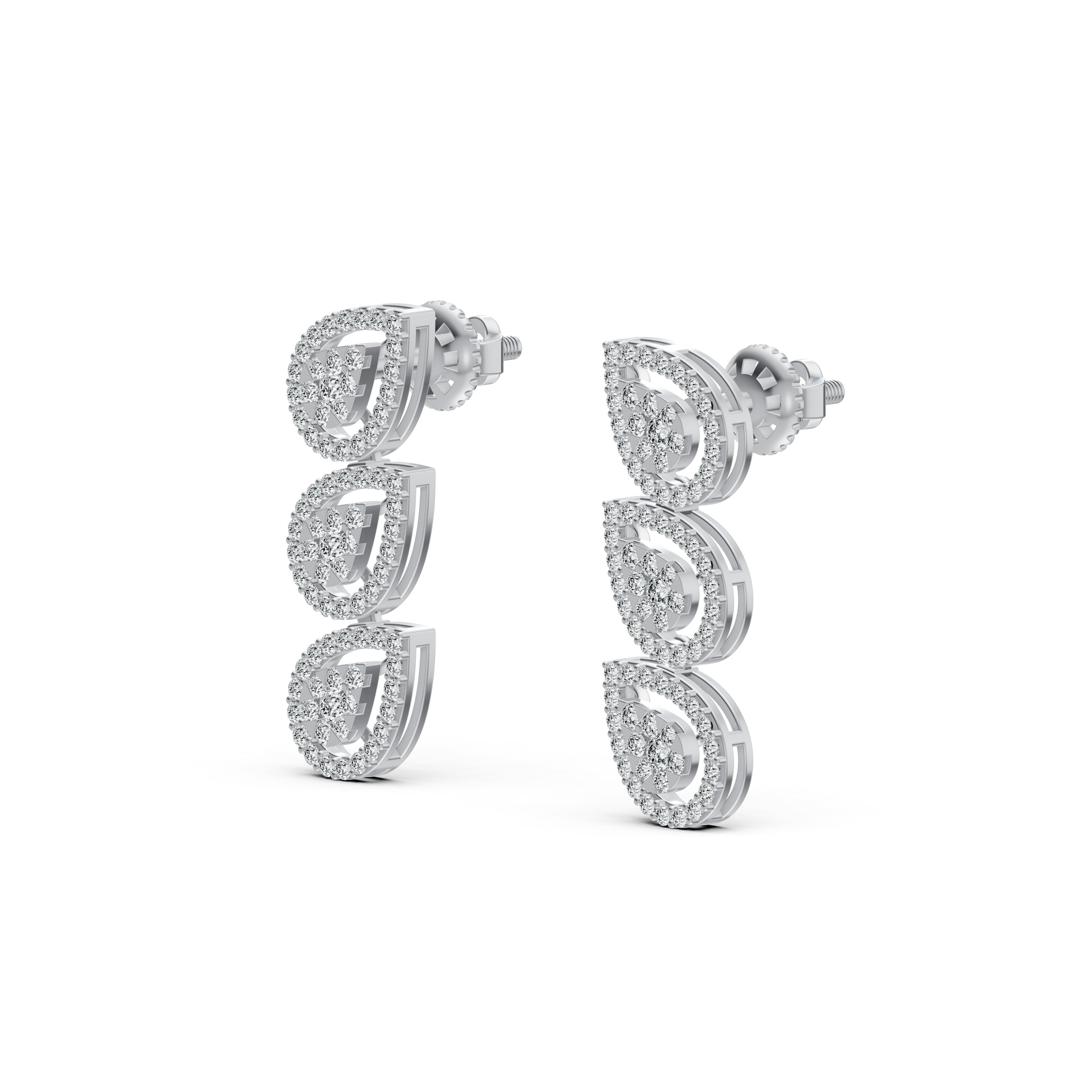 Trio Leaf Diamond Drop Earrings
