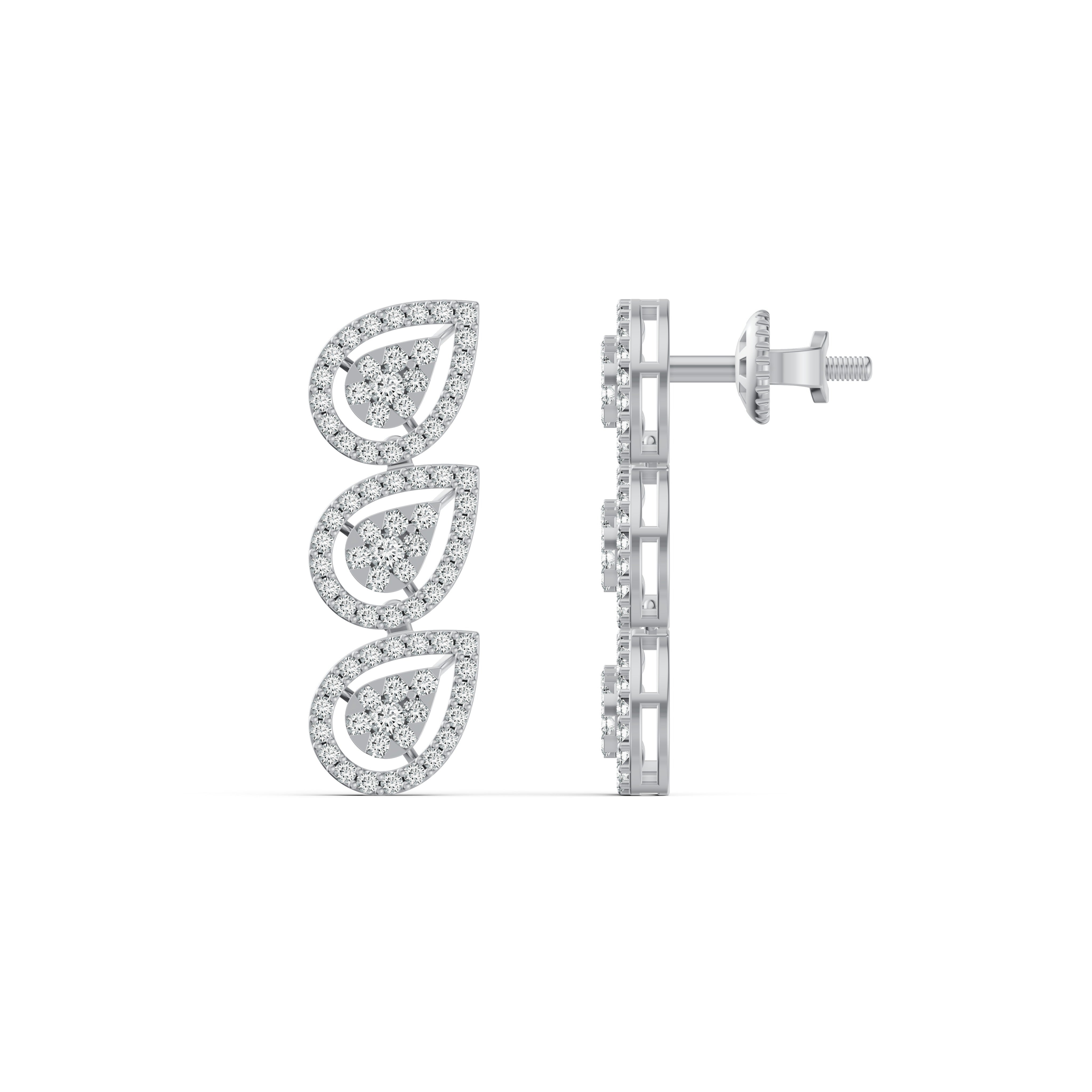 Trio Leaf Diamond Drop Earrings