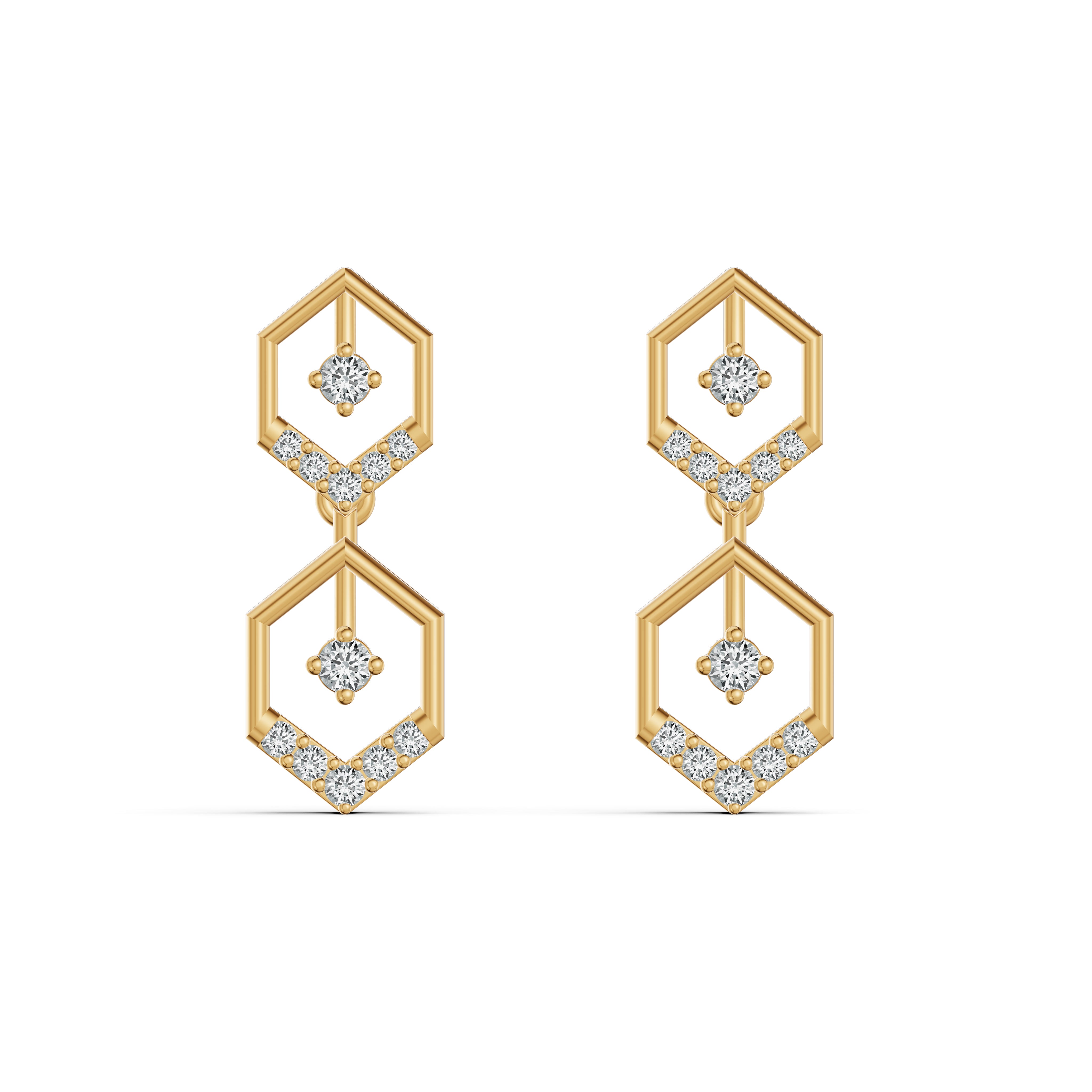 Hexa Link Diamond Drop Earrings
