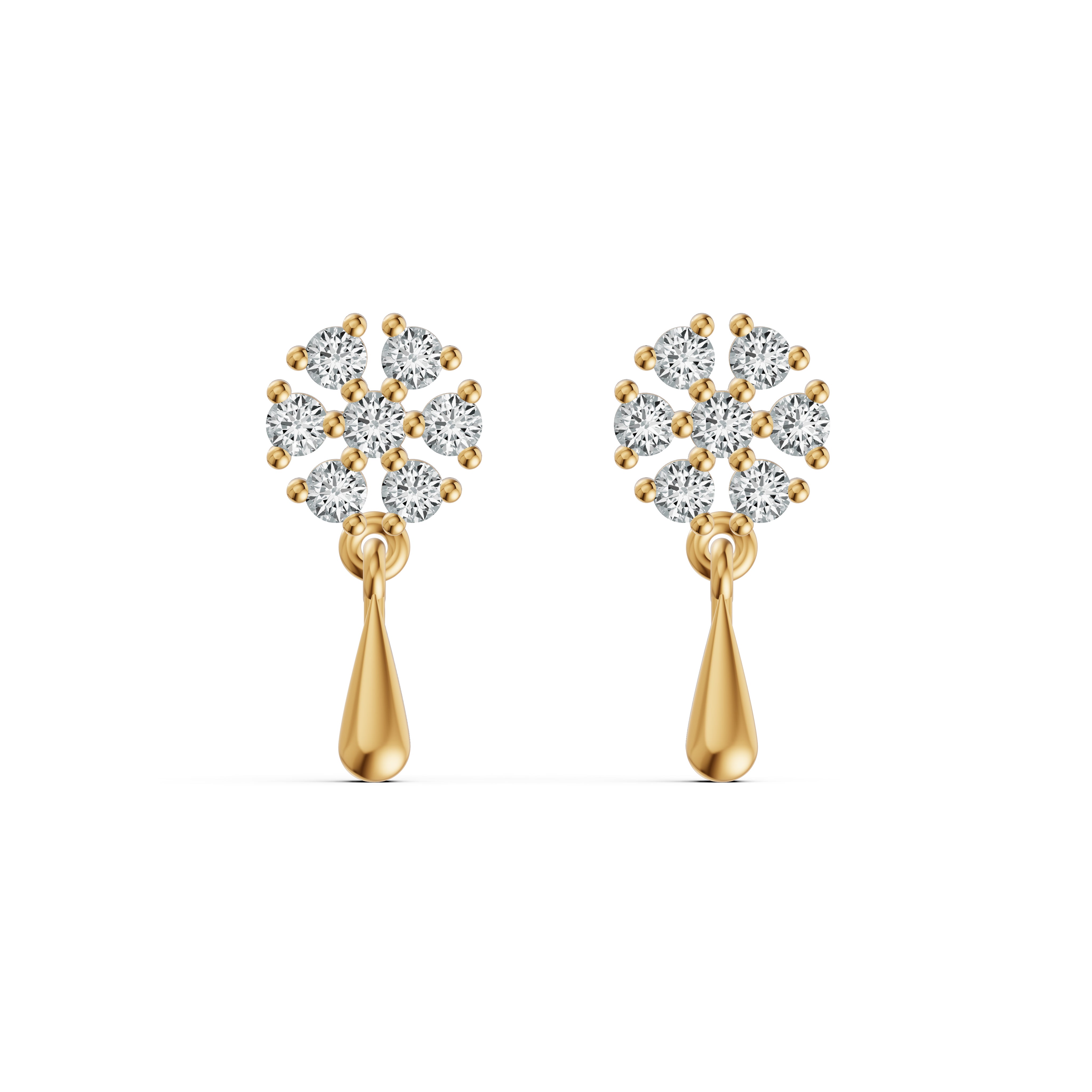 Floral Teardrop Diamond Earrings