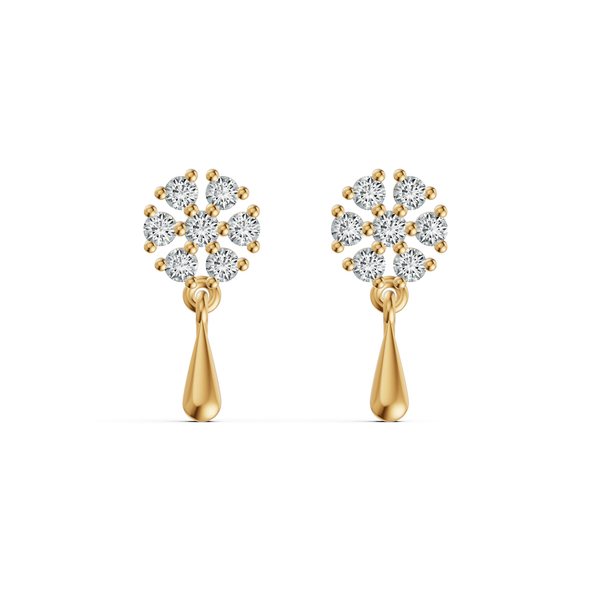 Floral Teardrop Diamond Earrings