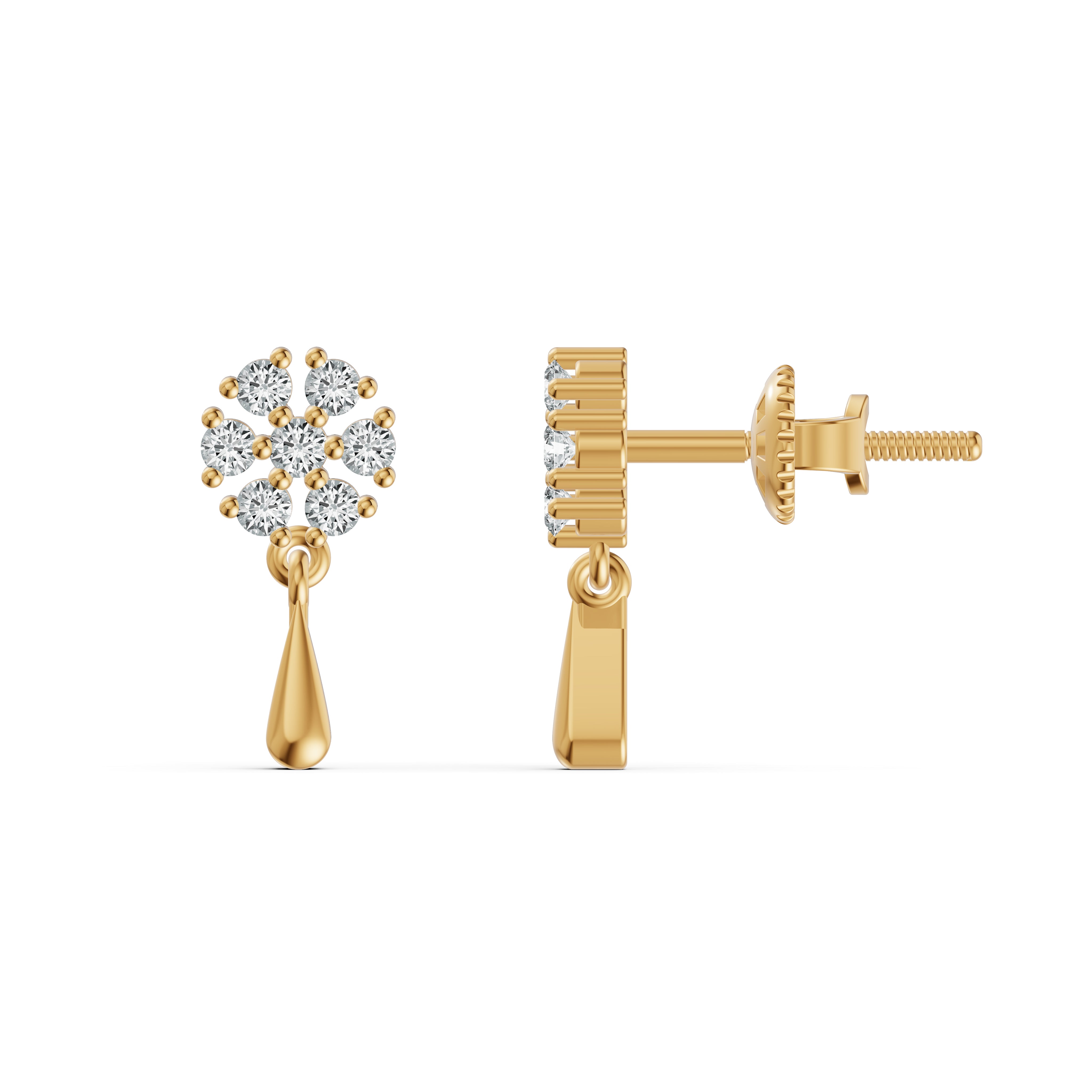 Floral Teardrop Diamond Earrings