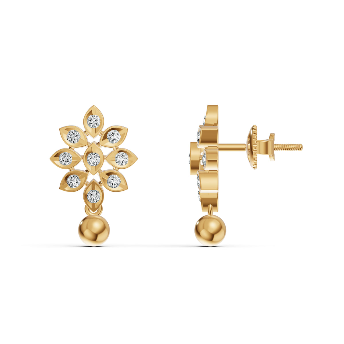 Blooming Aura Diamond Drop Earrings