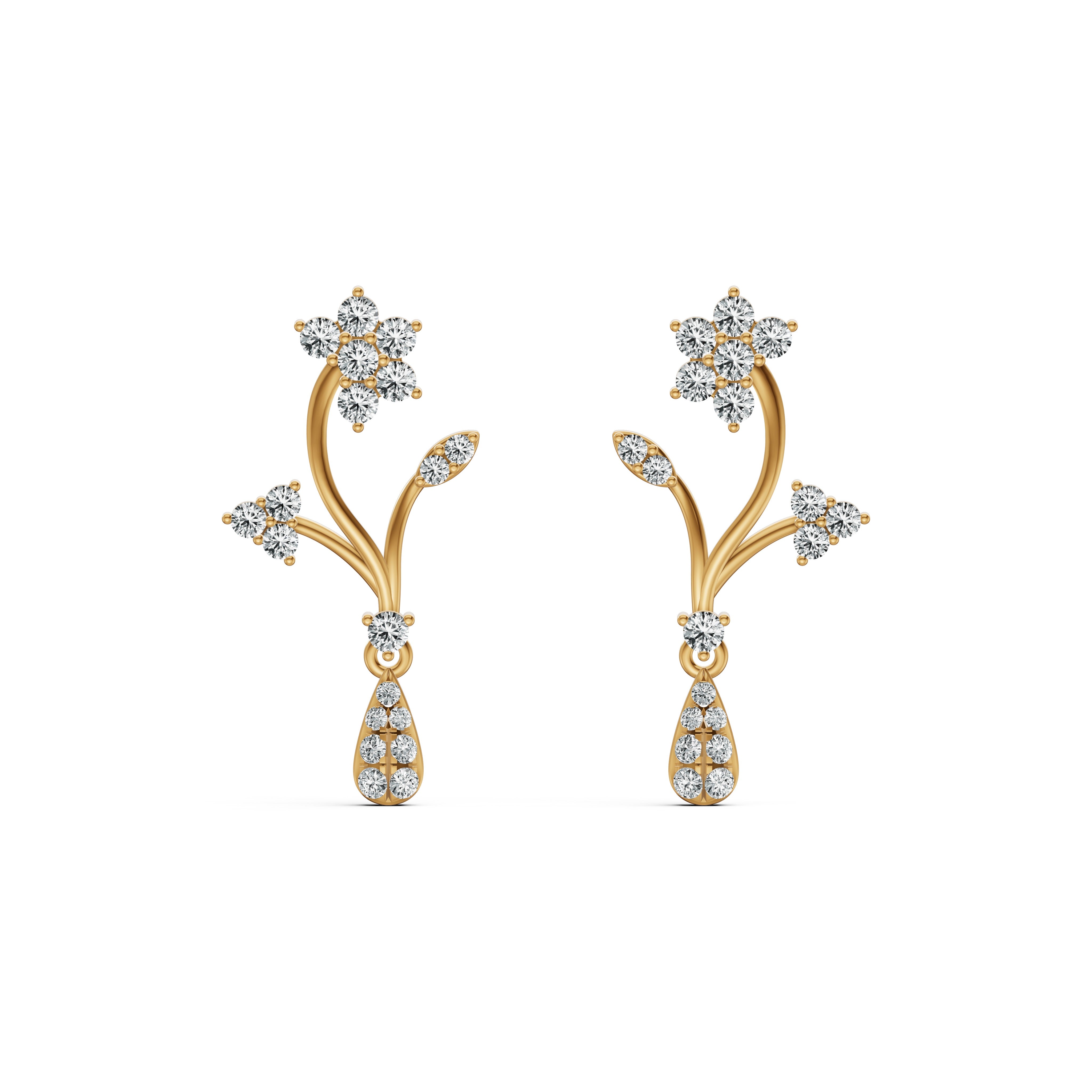 Floral Drop Diamond Earrings