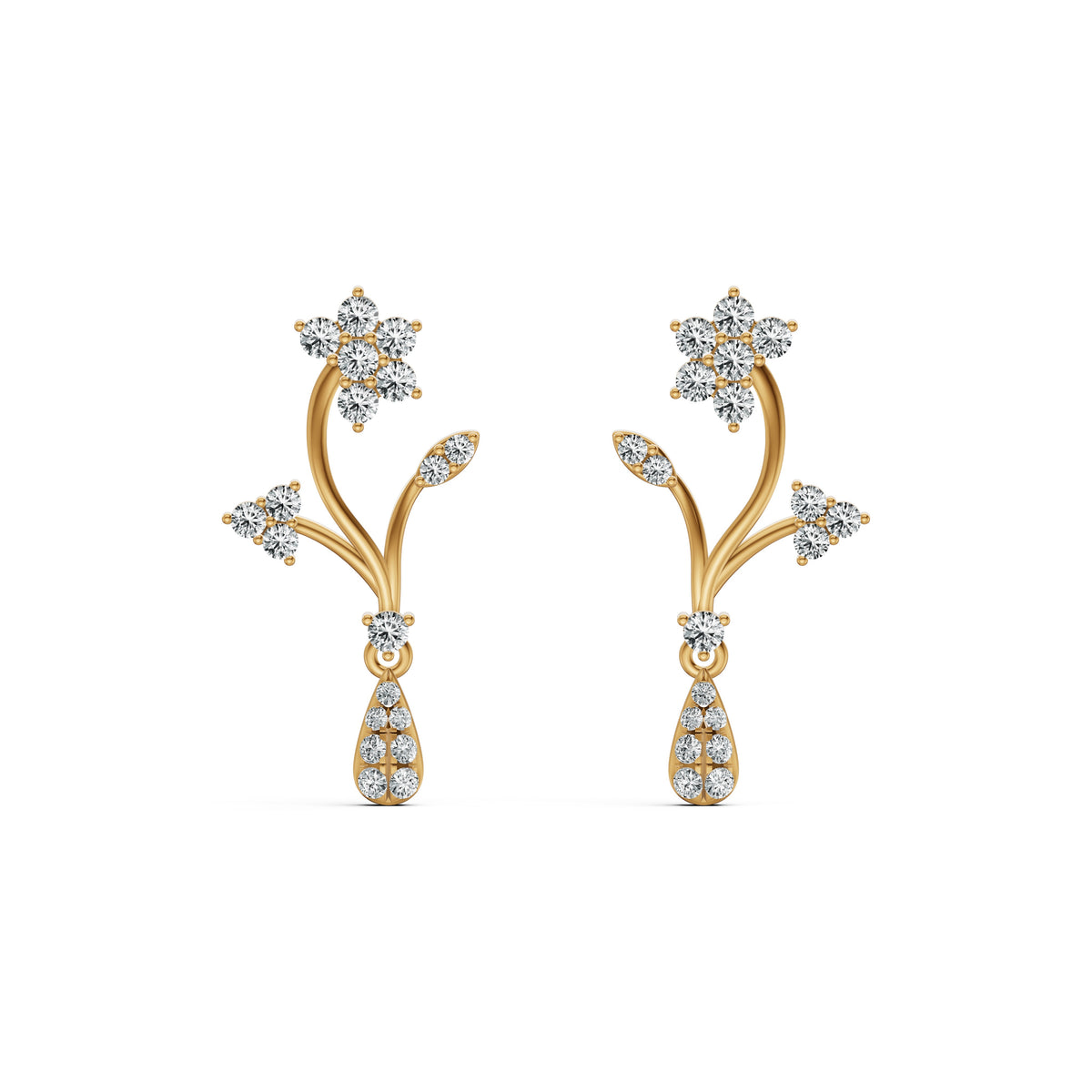 Floral Drop Diamond Earrings