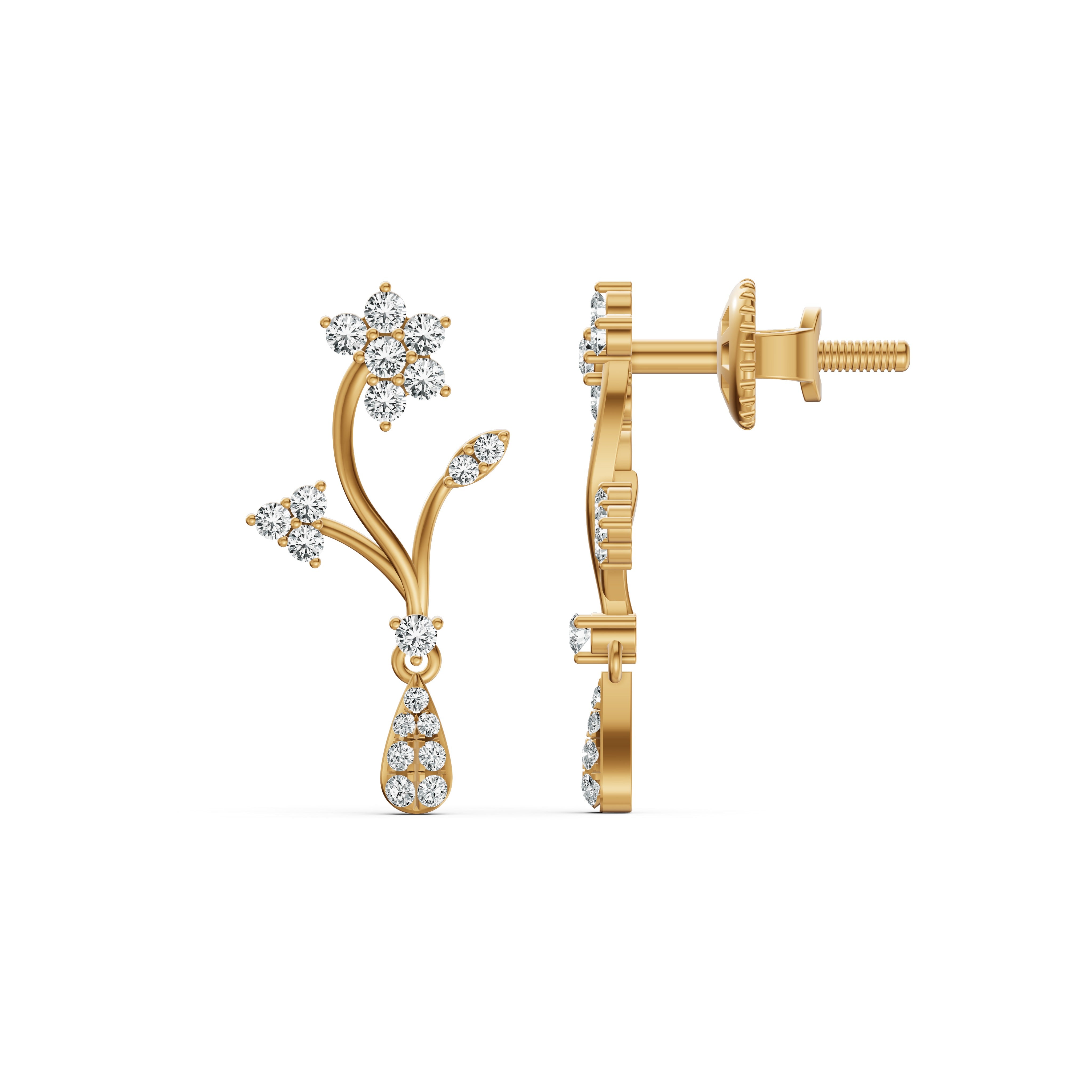 Floral Drop Diamond Earrings