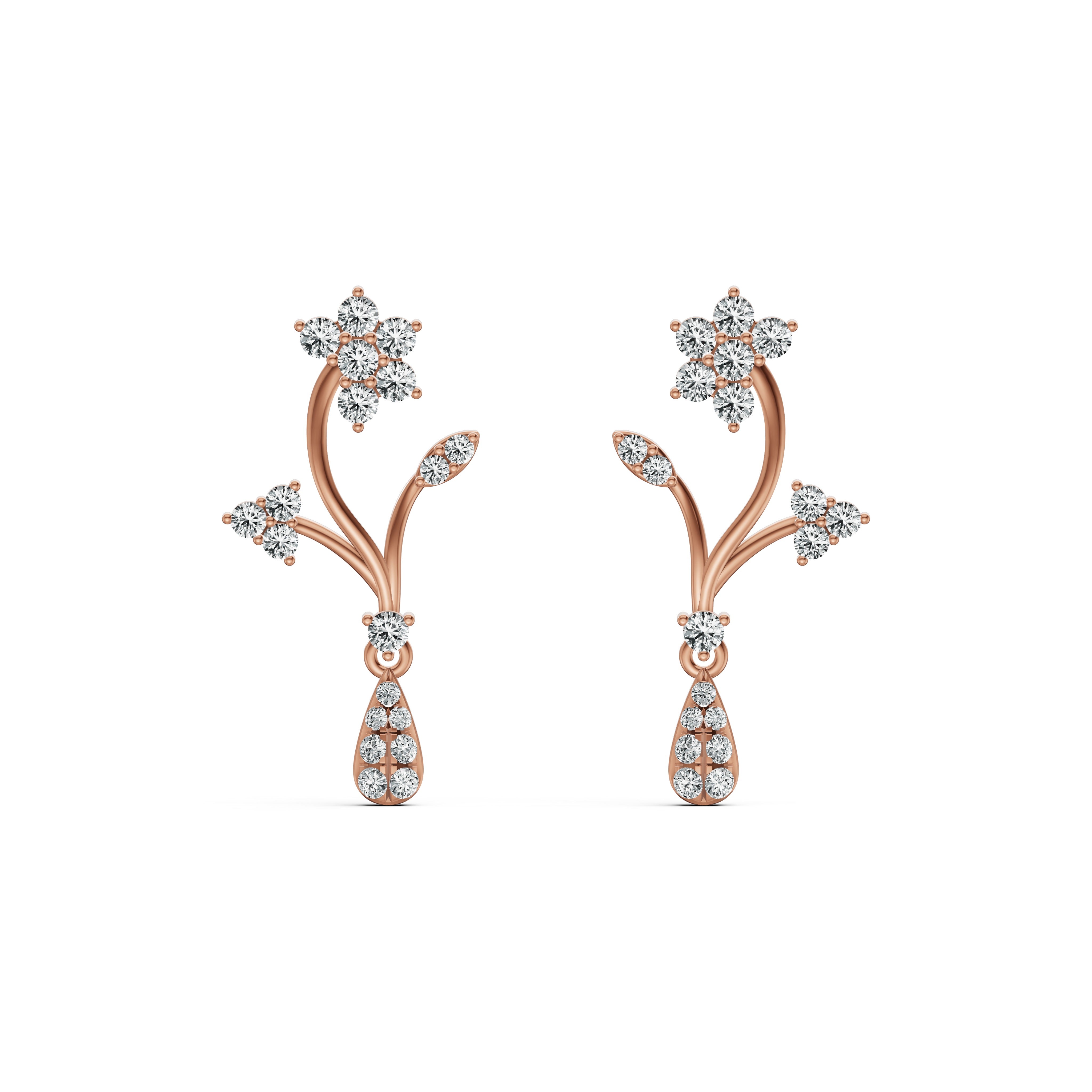 Floral Drop Diamond Earrings