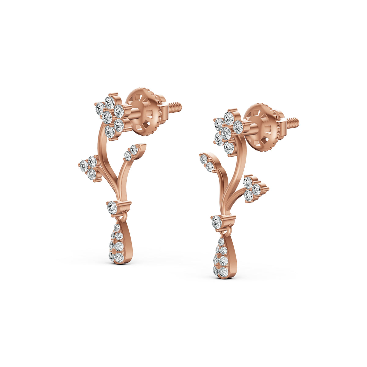 Floral Drop Diamond Earrings
