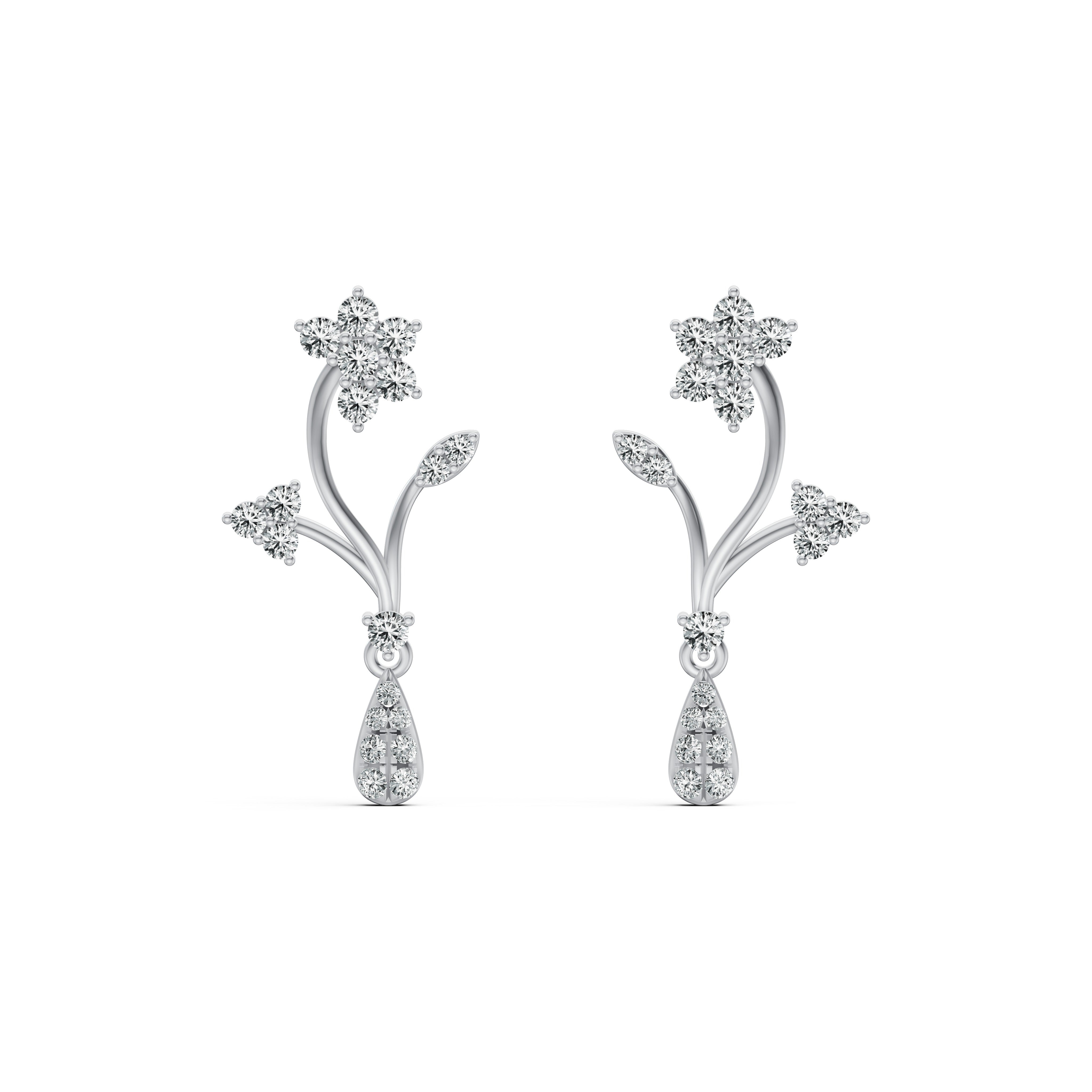 Floral Drop Diamond Earrings