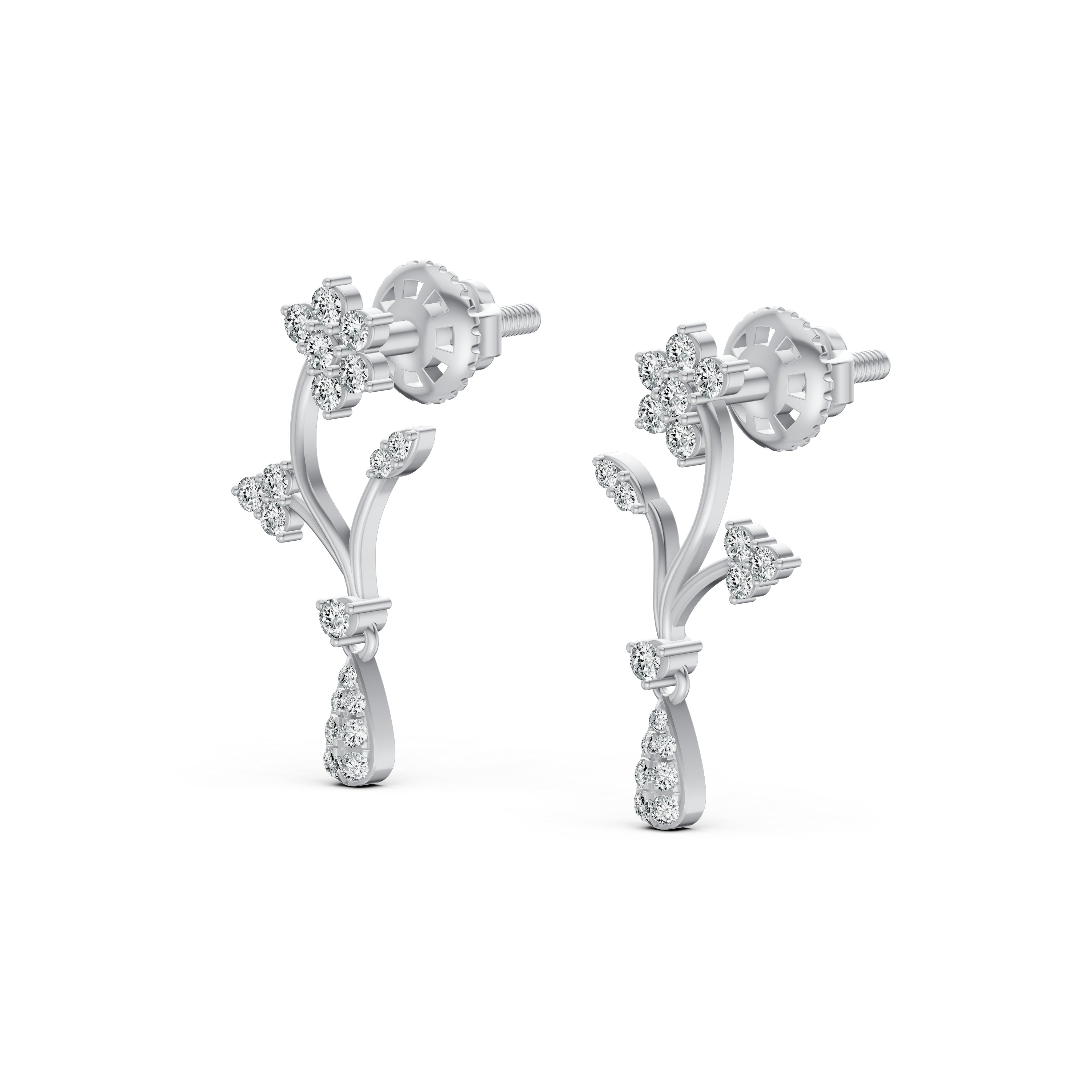 Floral Drop Diamond Earrings