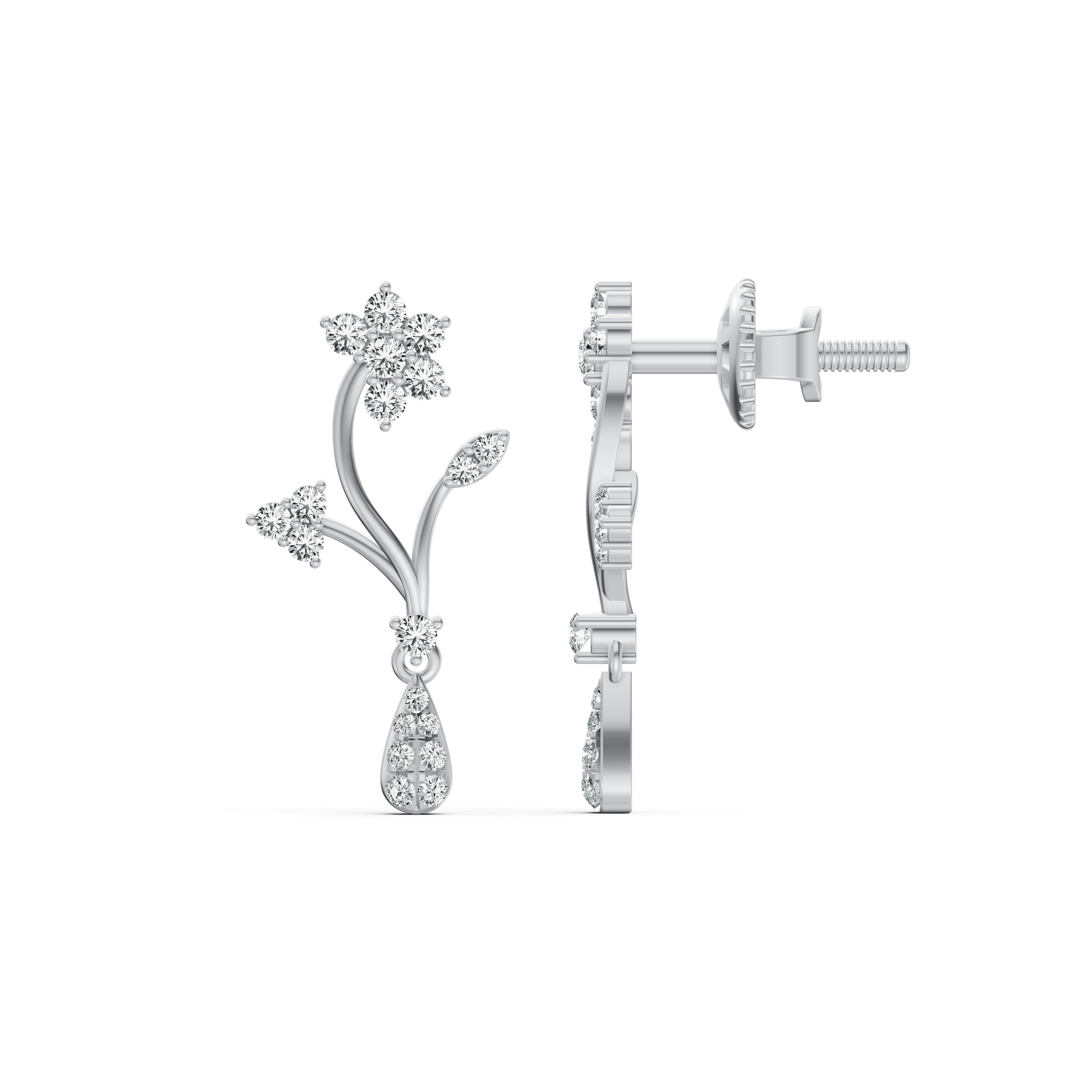 Floral Drop Diamond Earrings