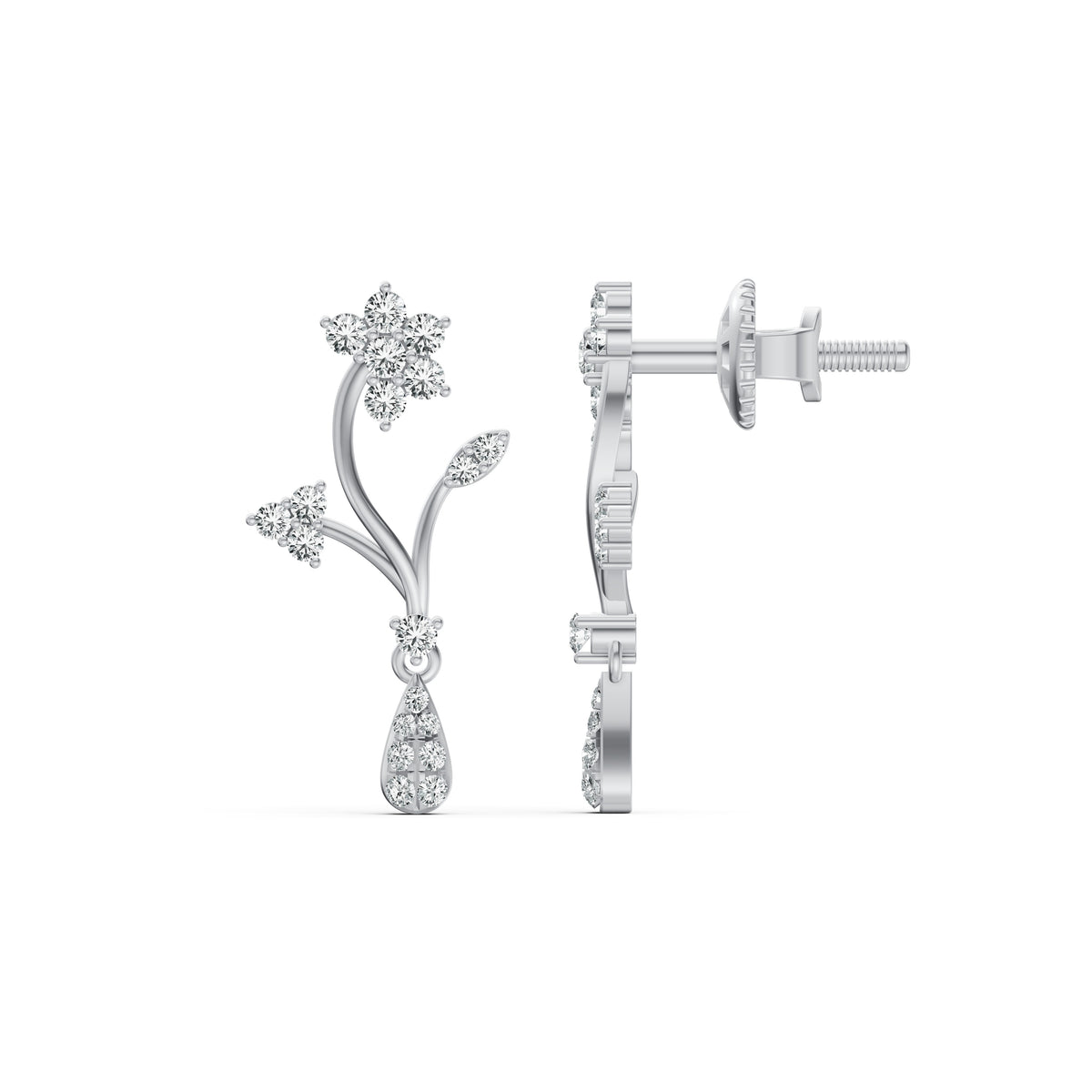 Floral Drop Diamond Earrings