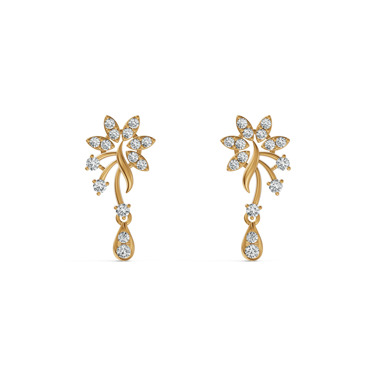Radiant Blossom Diamond Drop Earrings