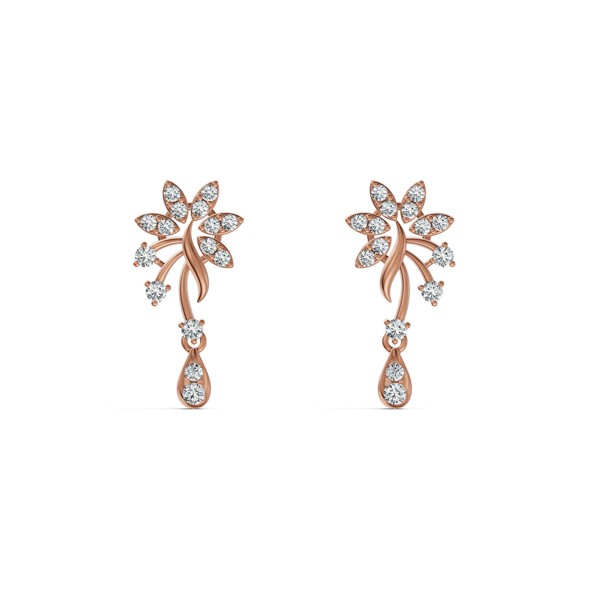 Radiant Blossom Diamond Drop Earrings