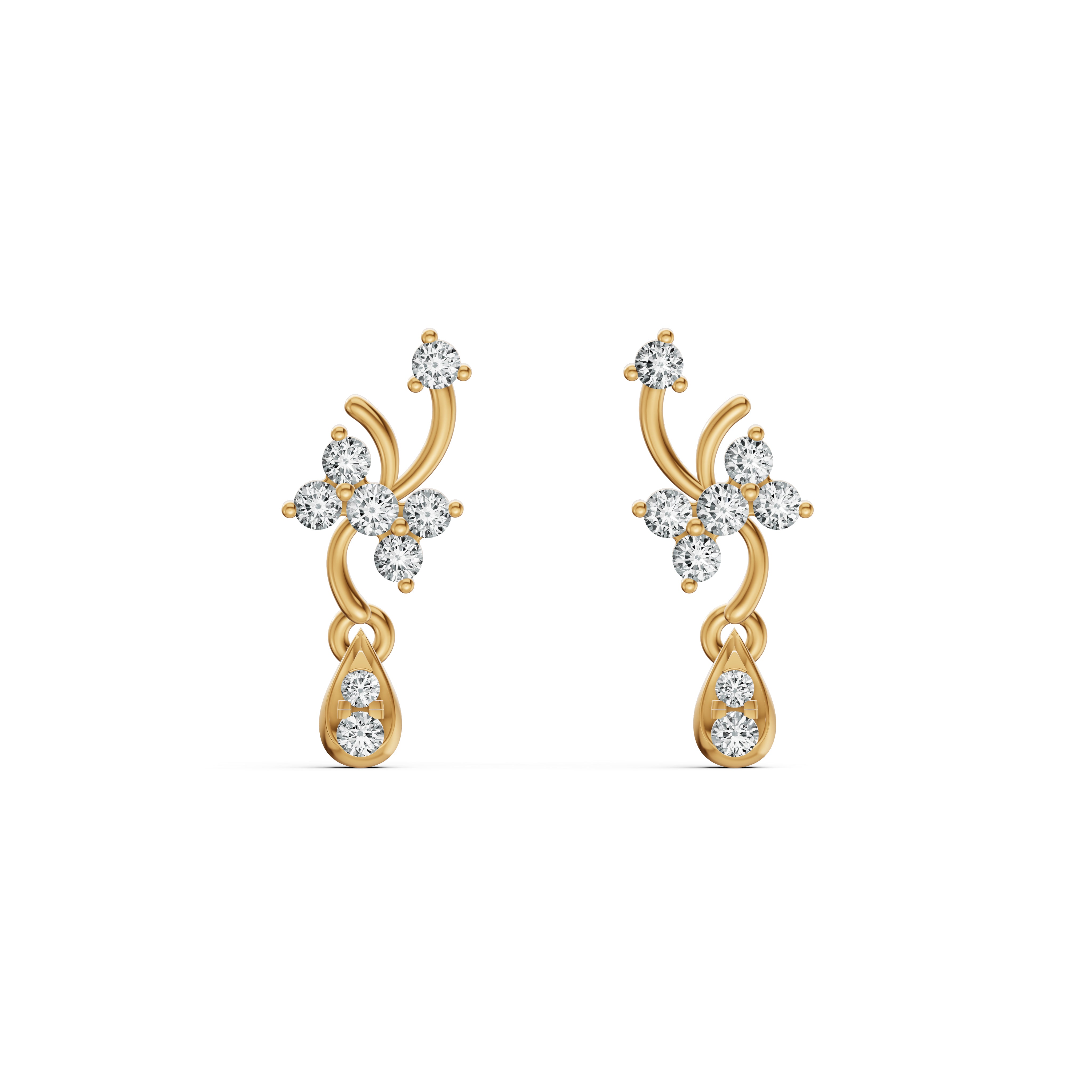 Blossom Vine Diamond Drop Earrings