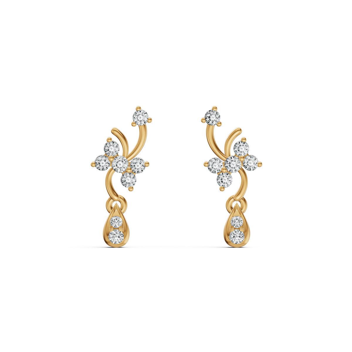 Blossom Vine Diamond Drop Earrings
