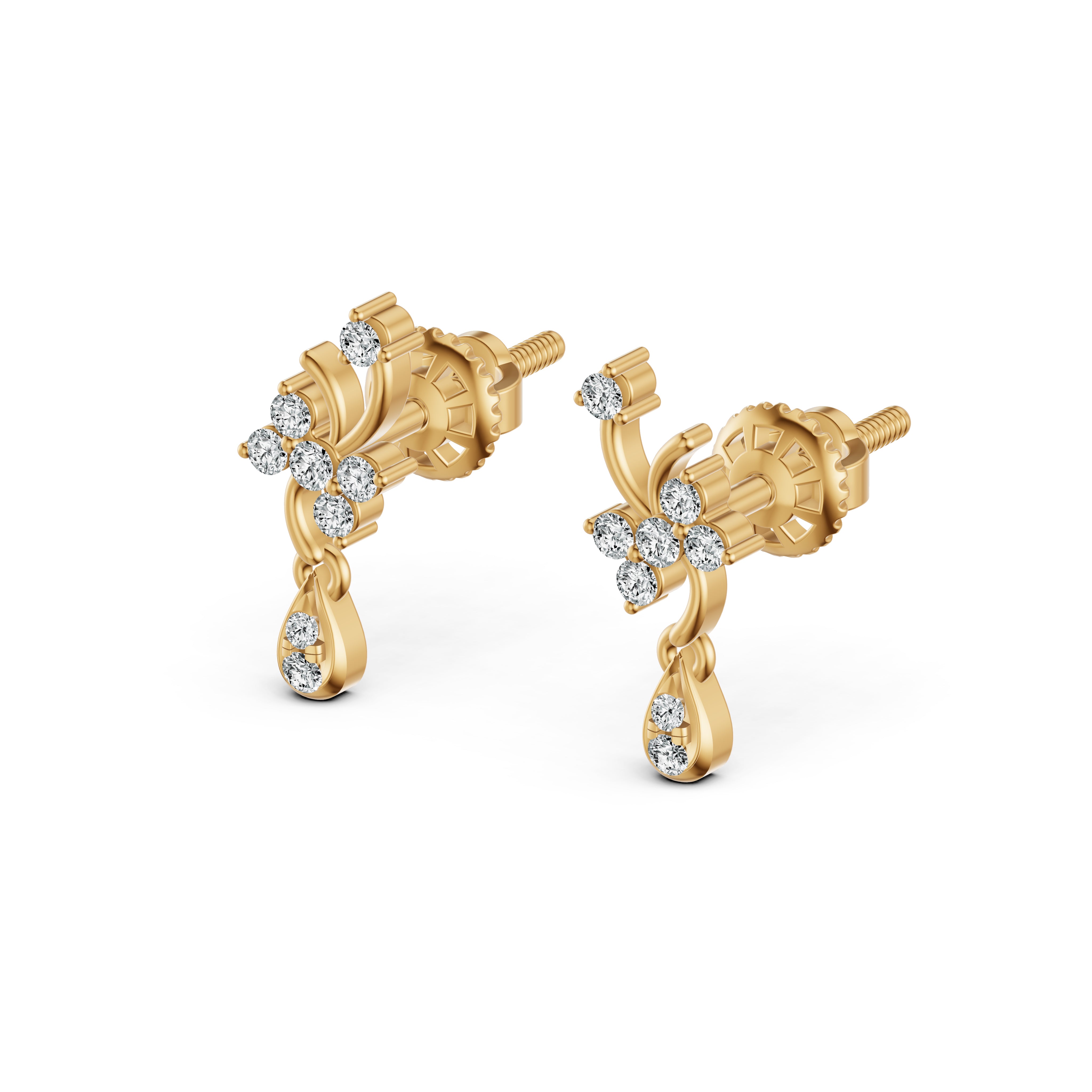 Blossom Vine Diamond Drop Earrings