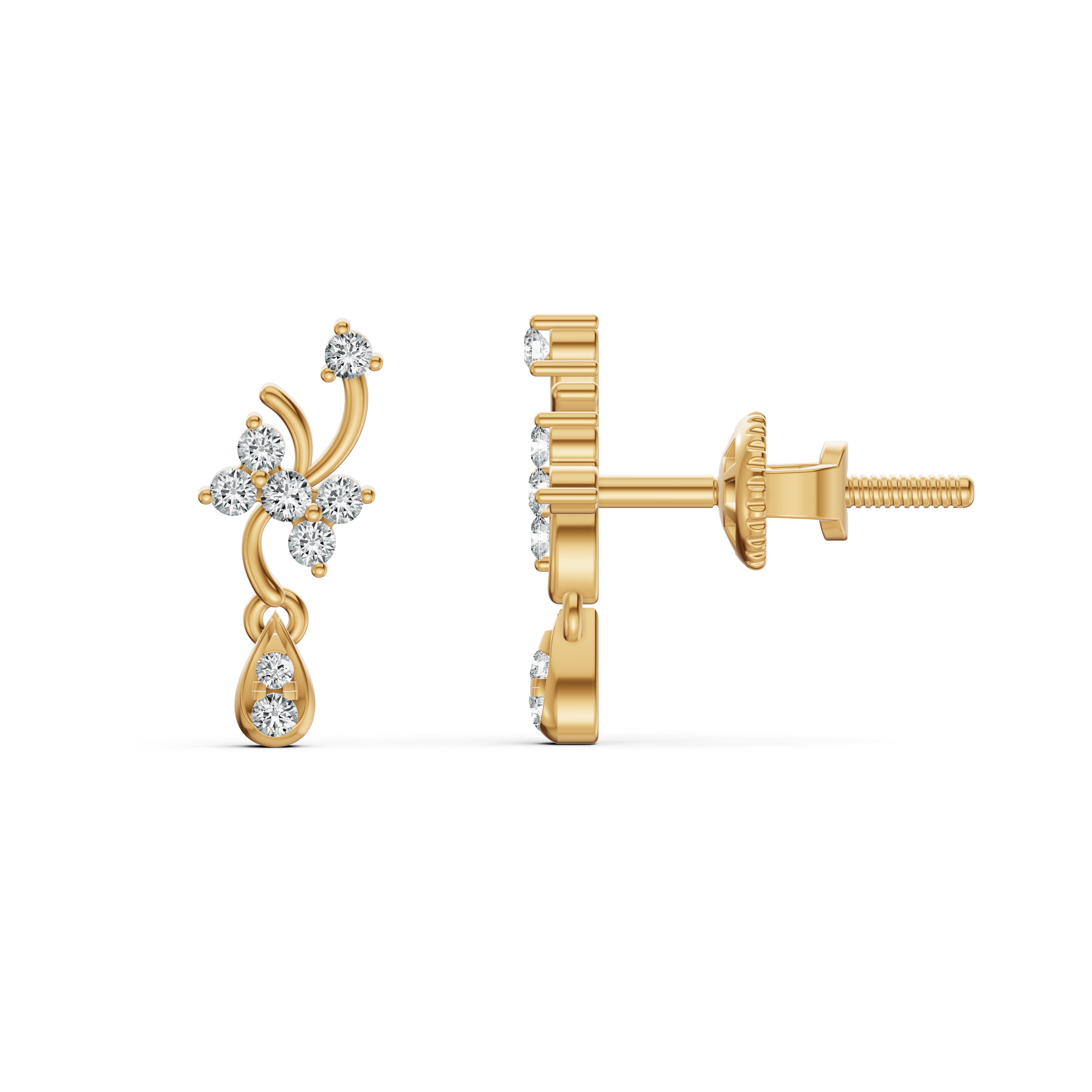 Blossom Vine Diamond Drop Earrings