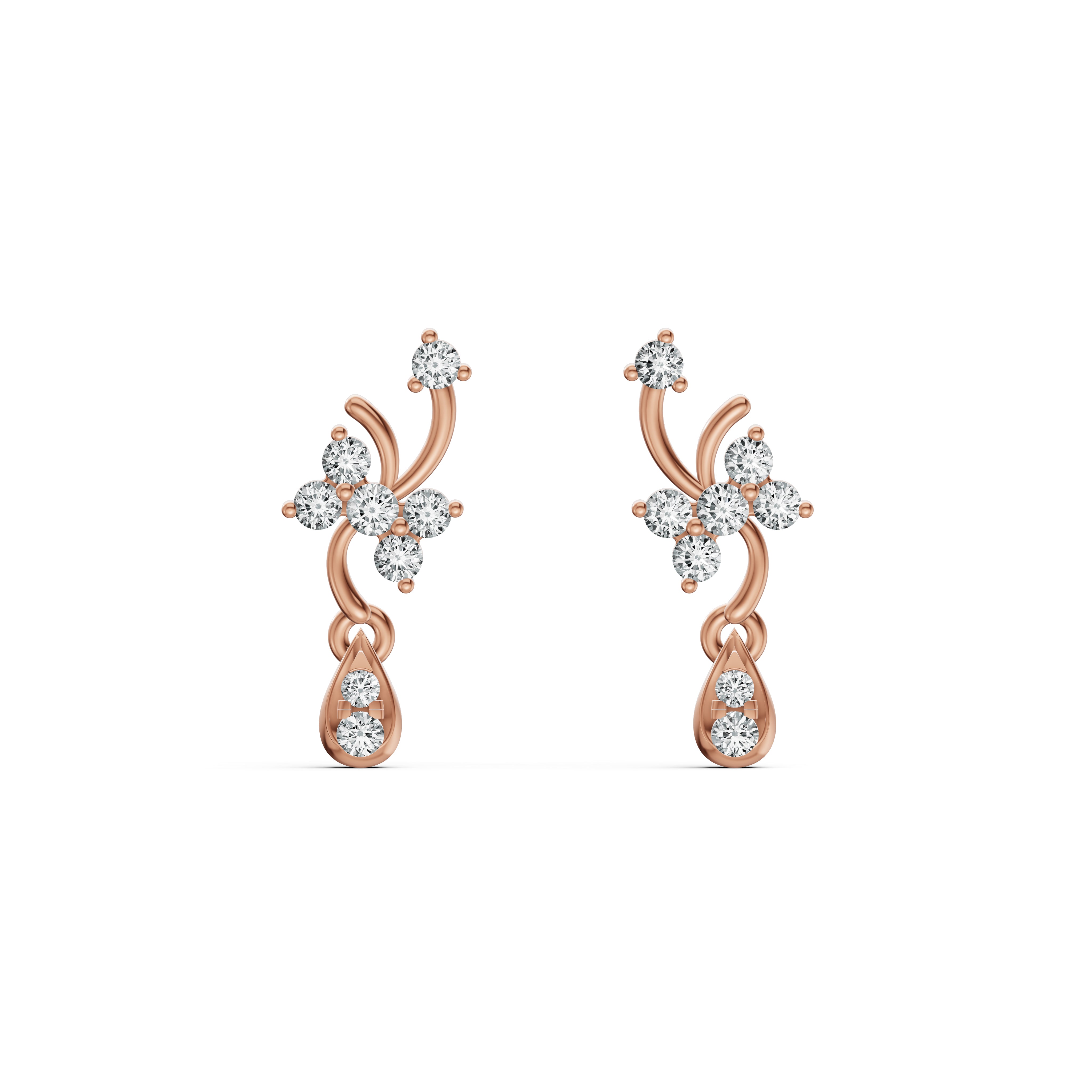 Blossom Vine Diamond Drop Earrings
