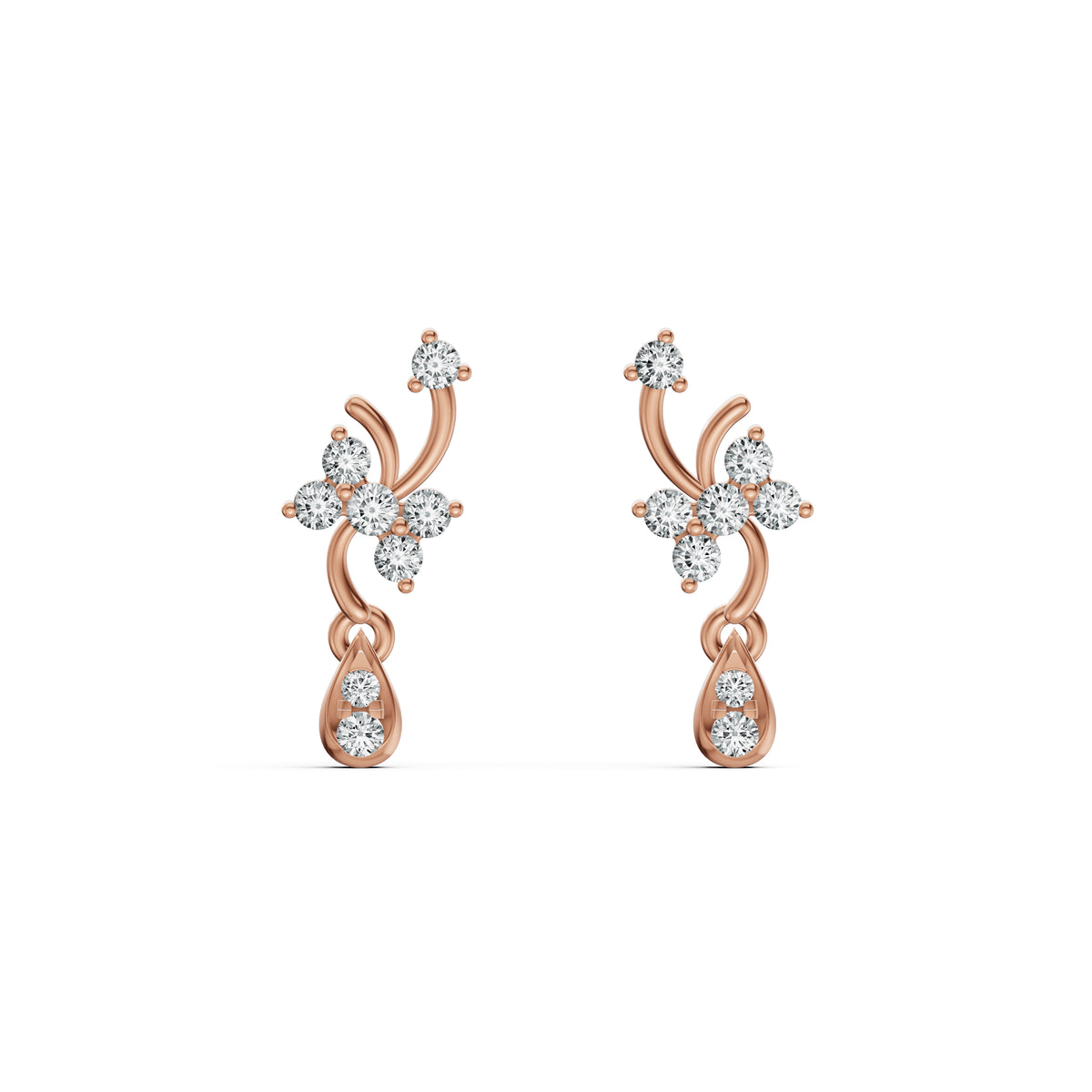 Blossom Vine Diamond Drop Earrings