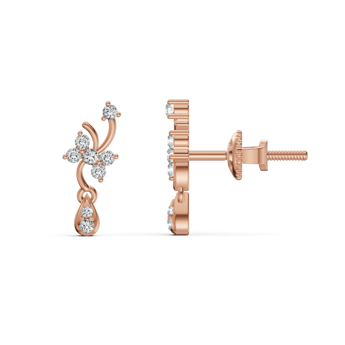 Blossom Vine Diamond Drop Earrings