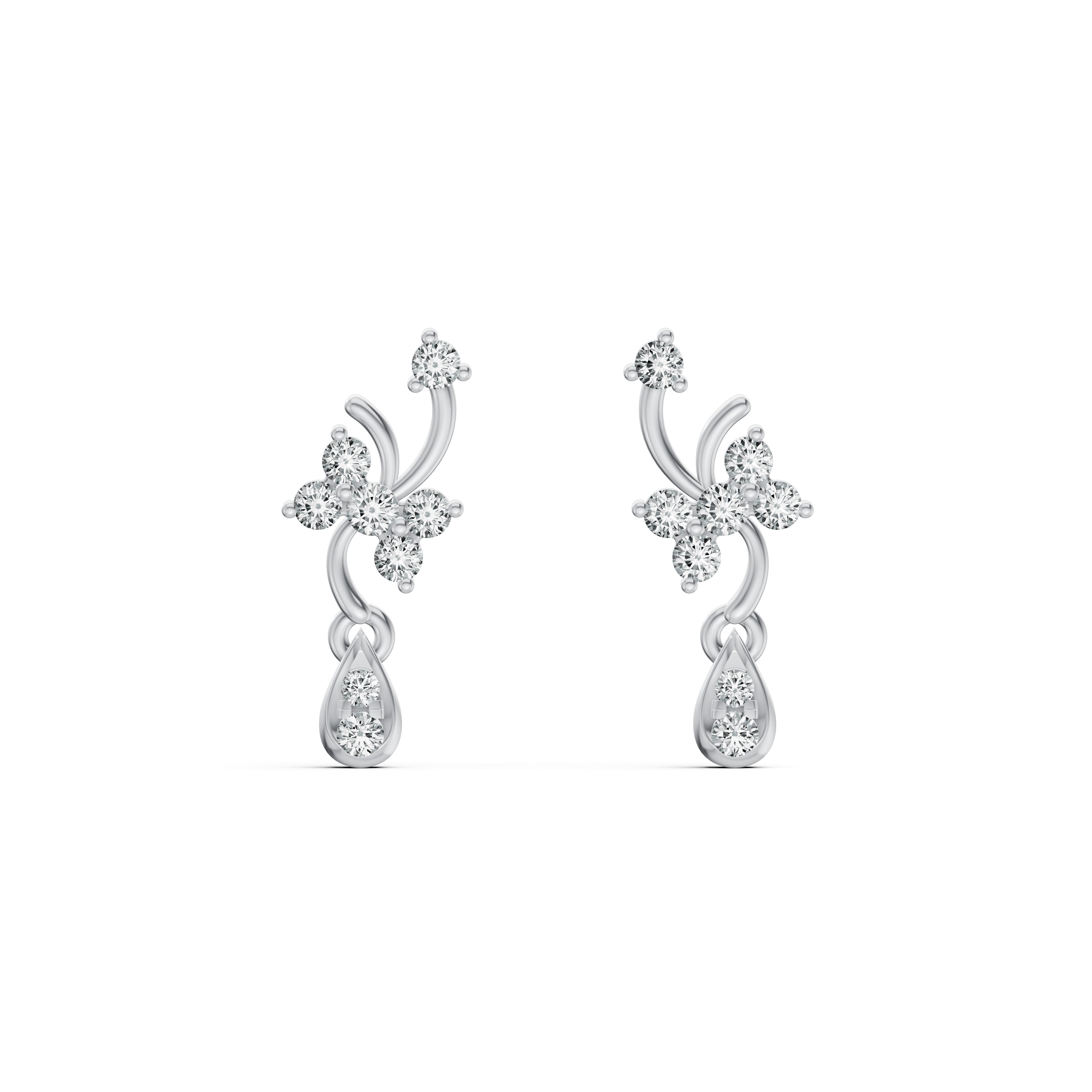 Blossom Vine Diamond Drop Earrings