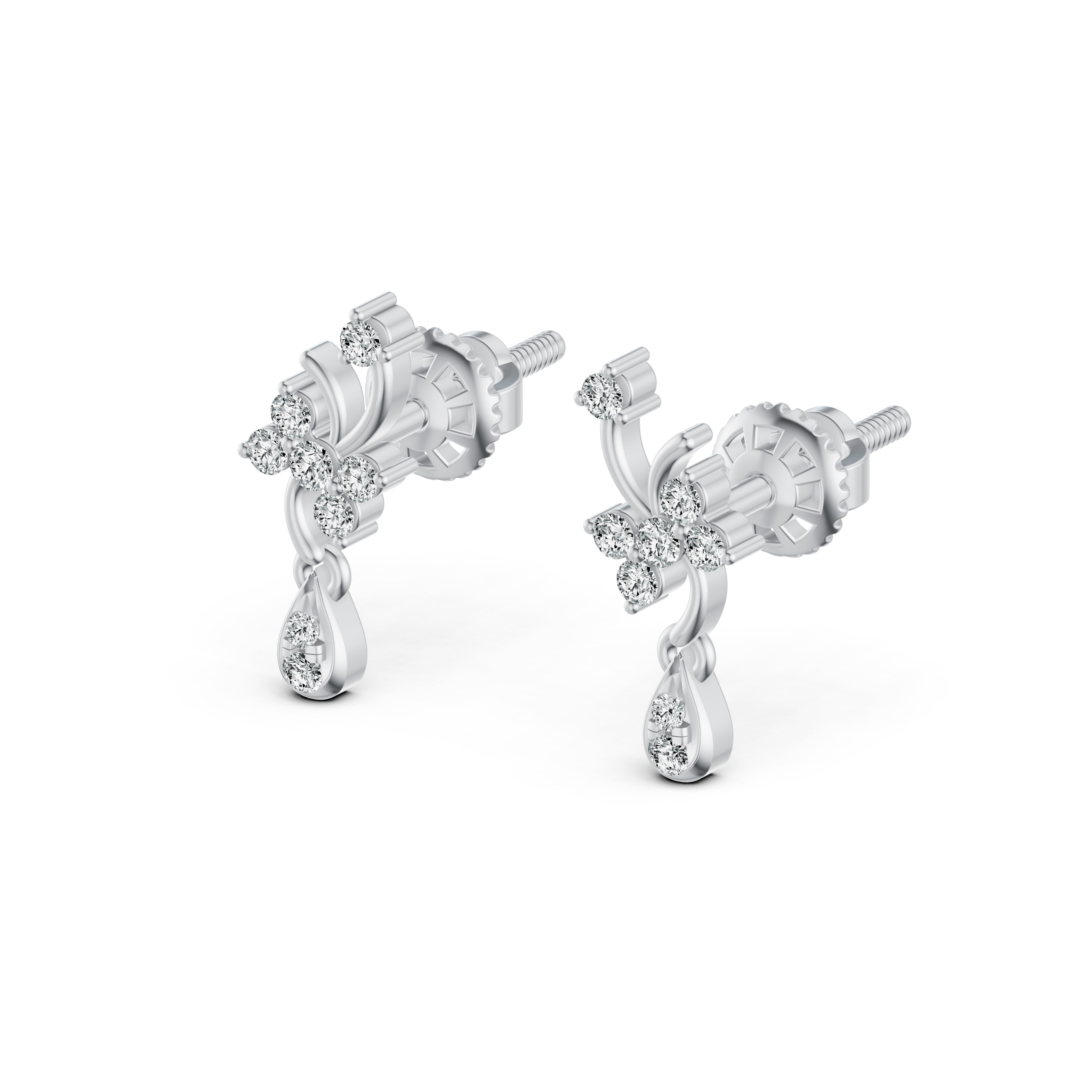 Blossom Vine Diamond Drop Earrings
