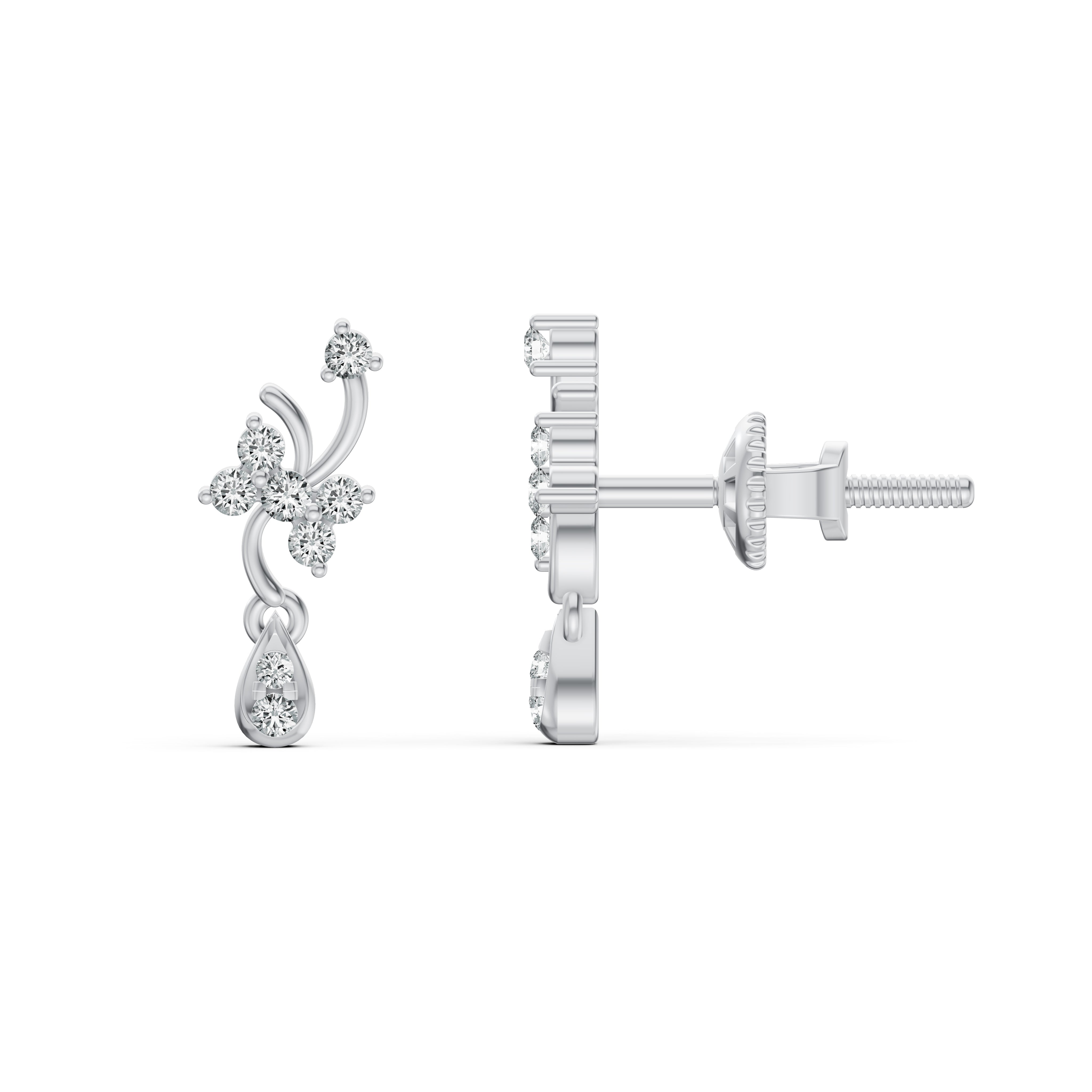 Blossom Vine Diamond Drop Earrings