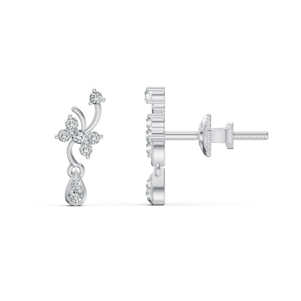 Blossom Vine Diamond Drop Earrings