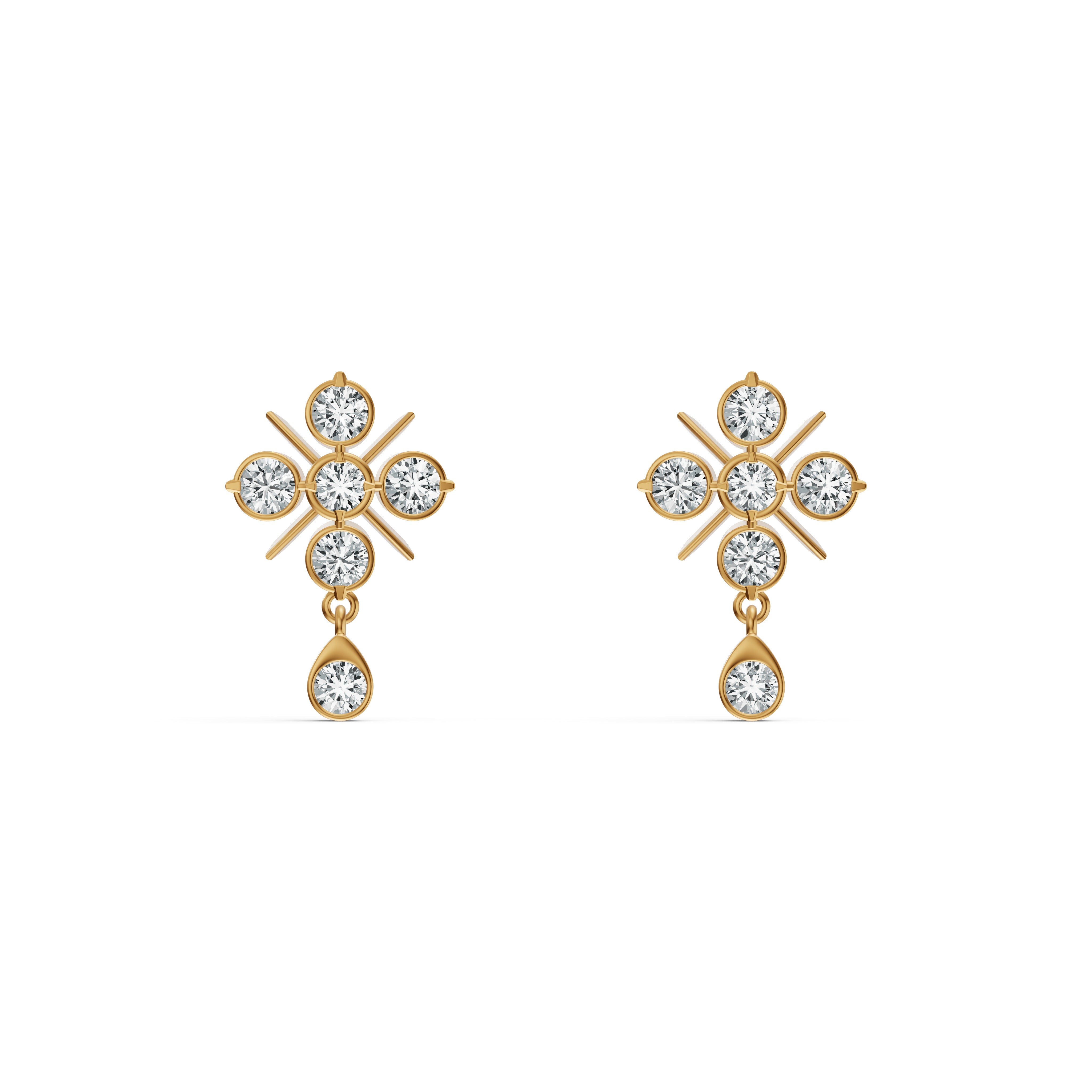Floral Diamond Drop Earrings