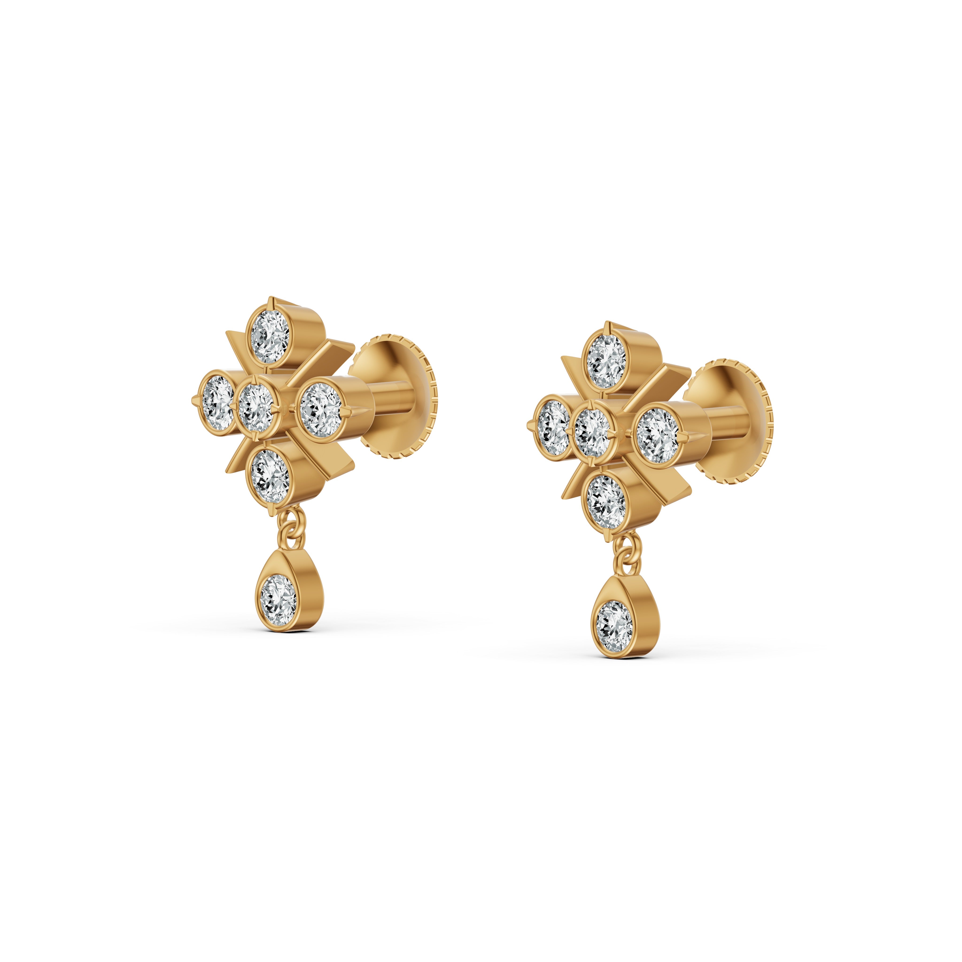 Floral Diamond Drop Earrings