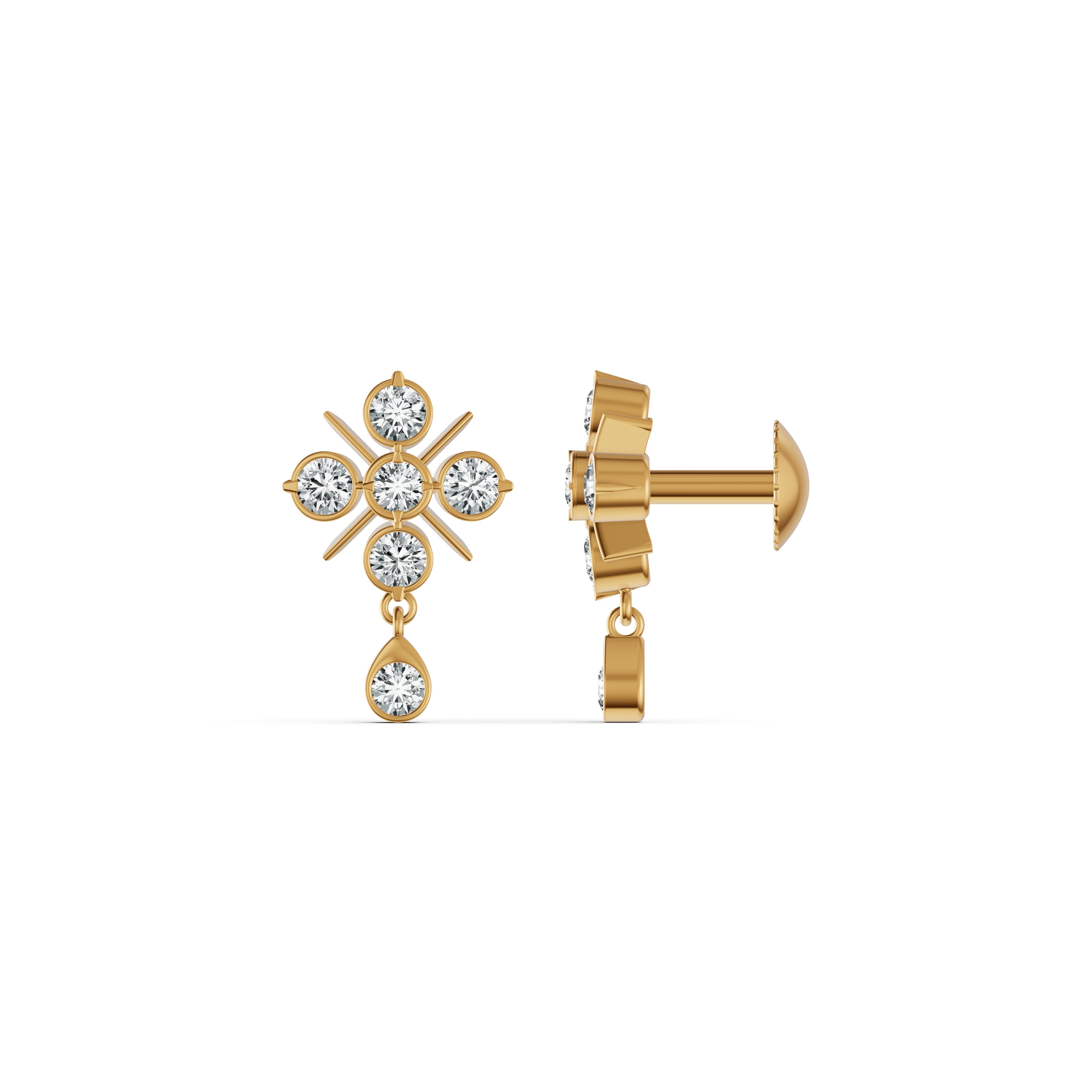 Floral Diamond Drop Earrings